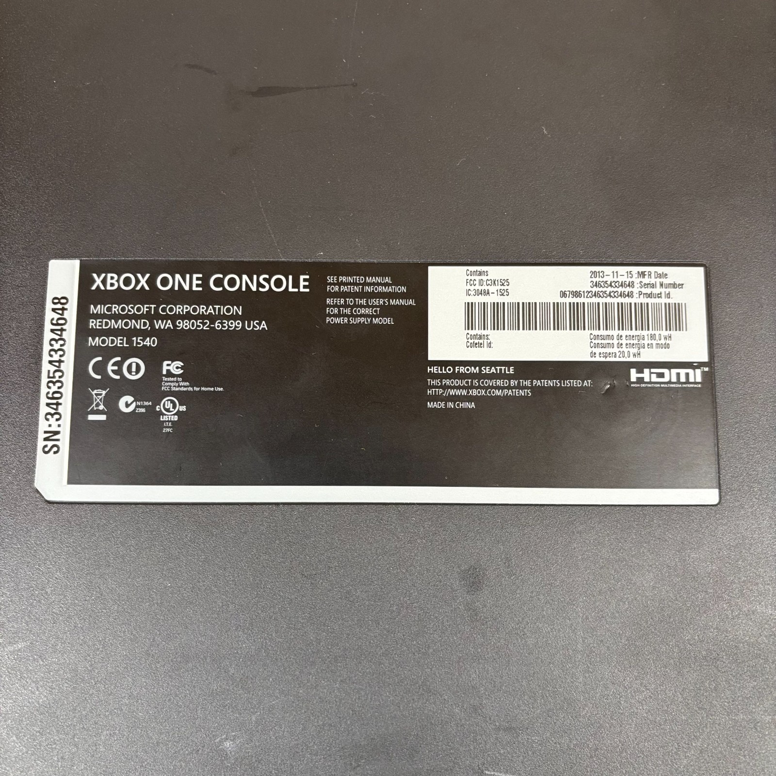 Microsoft Xbox One Black Console 1540 Kinect Motion Sensor & Controller Tested