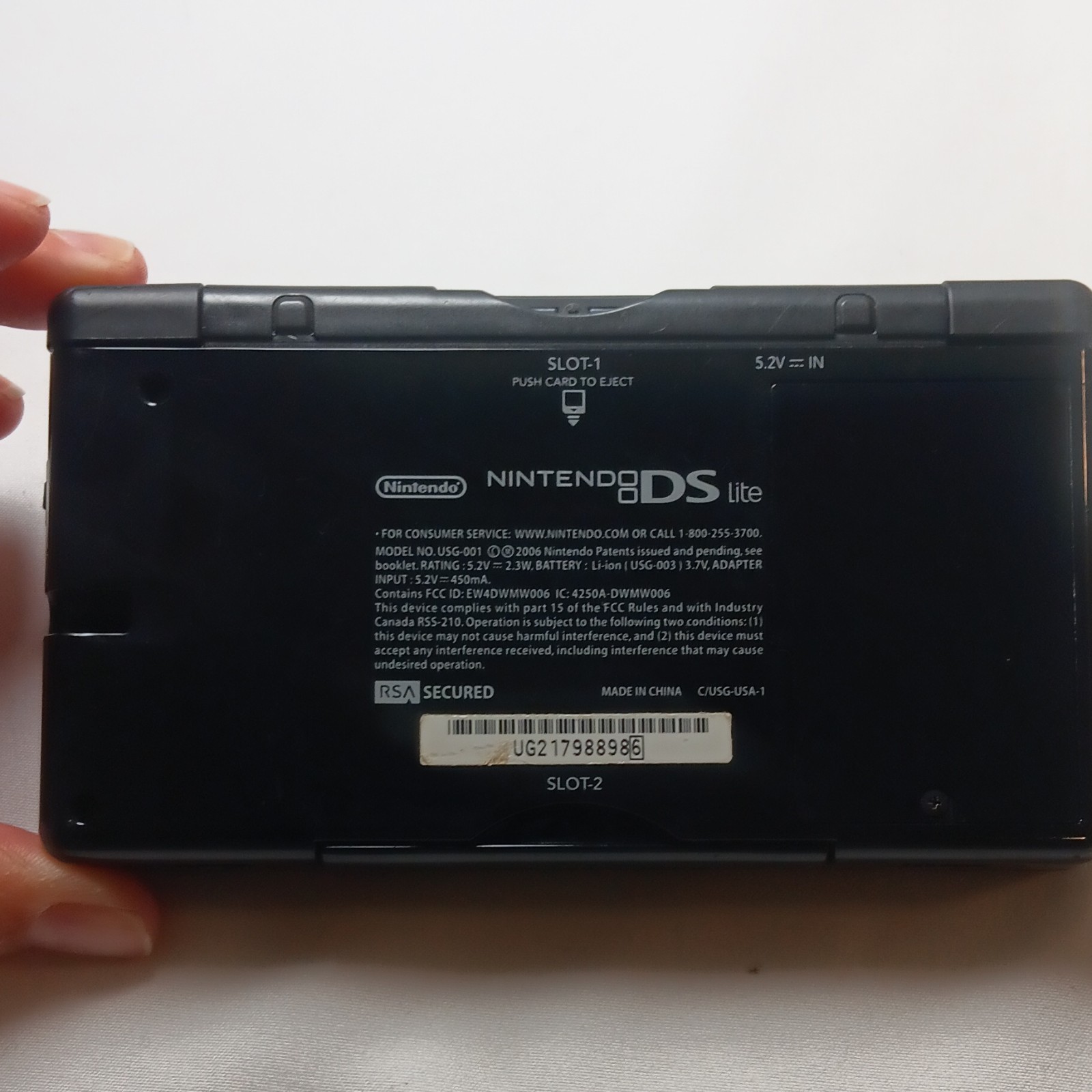 Nintendo DS Lite Black Touchscreen Handheld Console Only NTSC-U/C USG-001