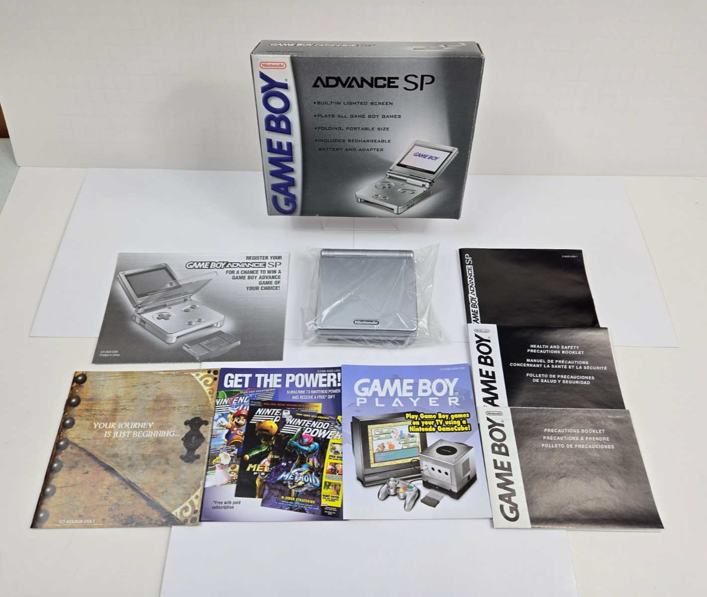 Nintendo Game Boy Advance SP Silver Handheld Console Complete W/ Box