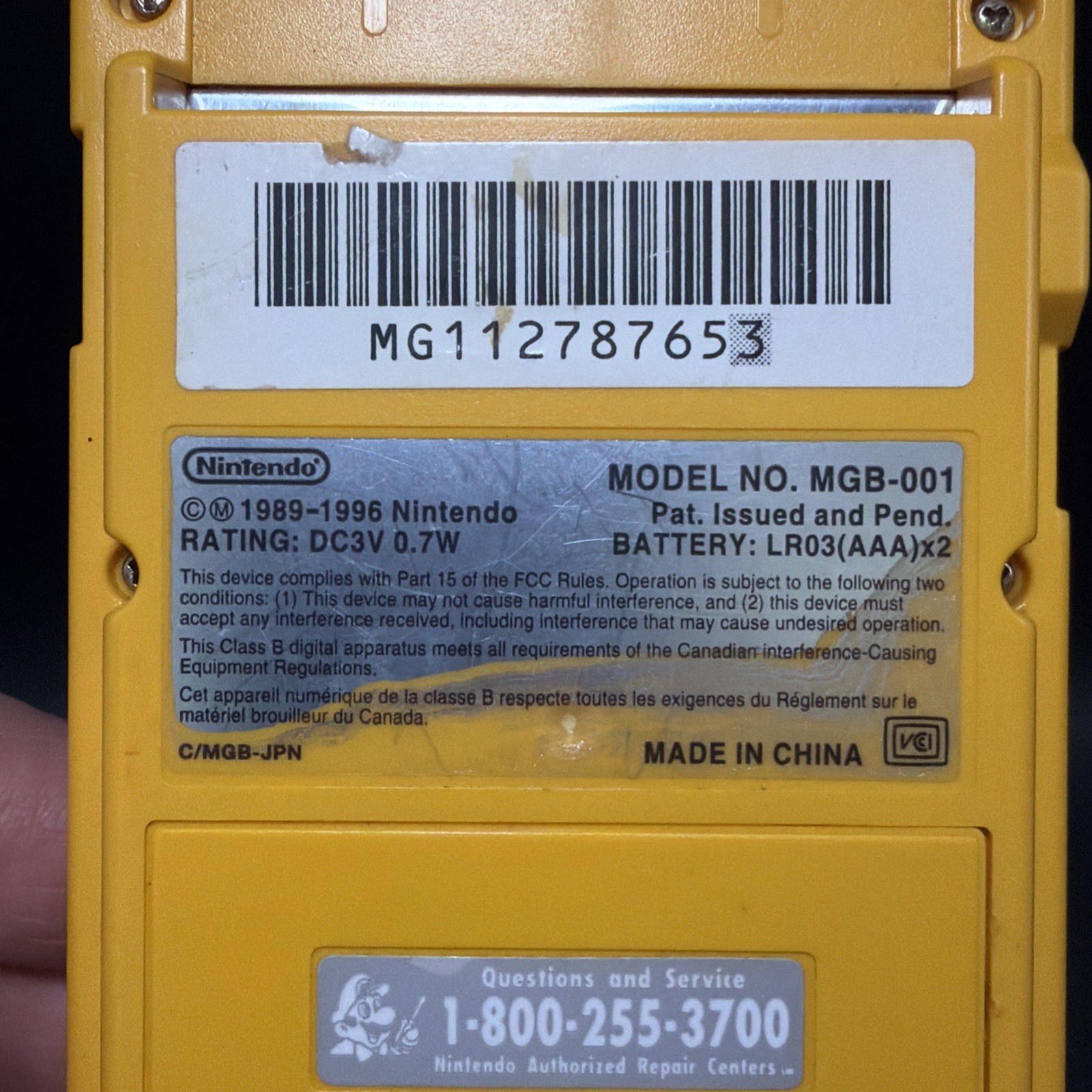 Nintendo Game Boy Pocket MGB-001 Yellow Handheld Console Retro Gaming TESTED