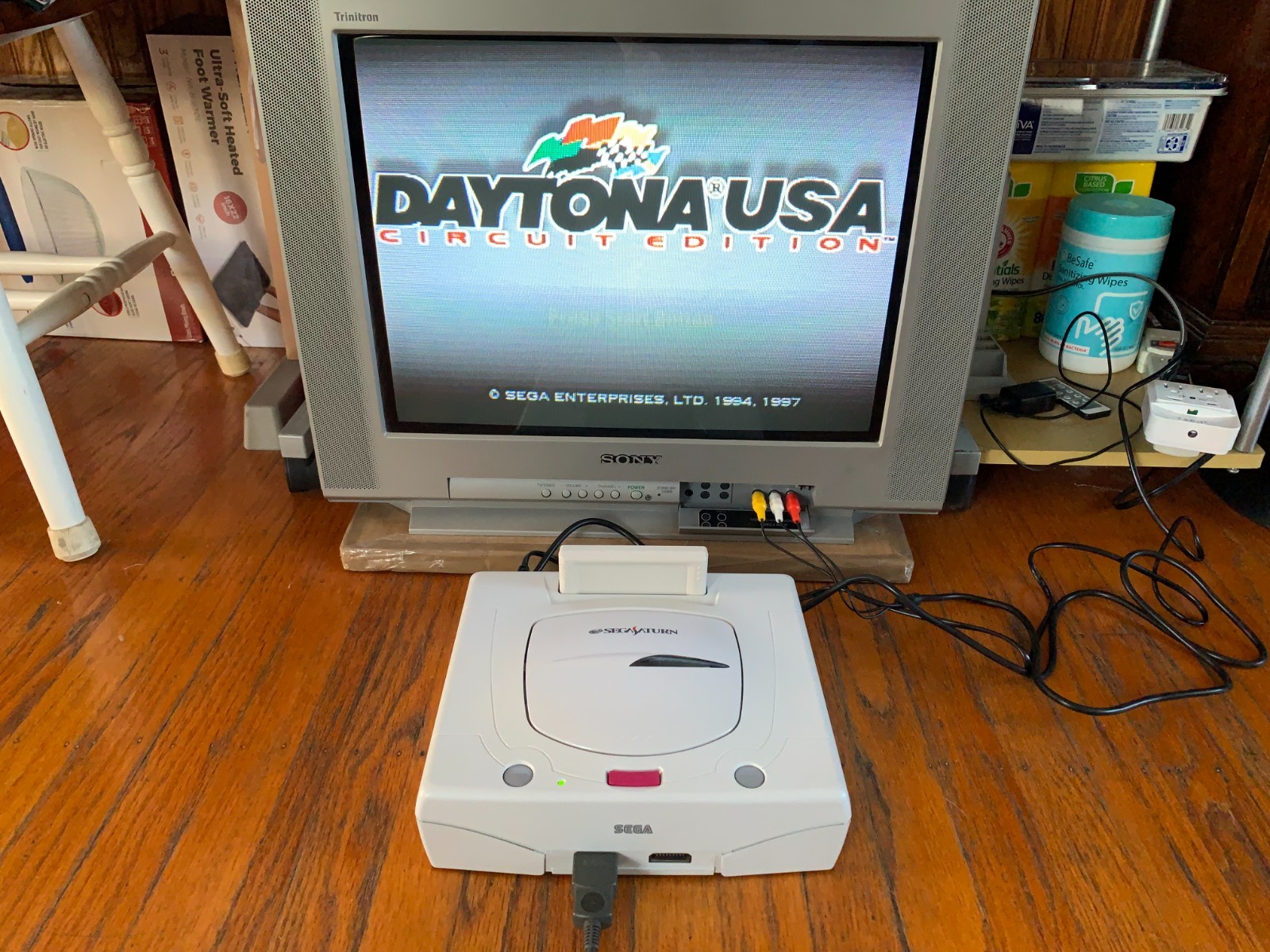 Sega Saturn white Japanese console system Fighters Megamix Daytona USA Circuit