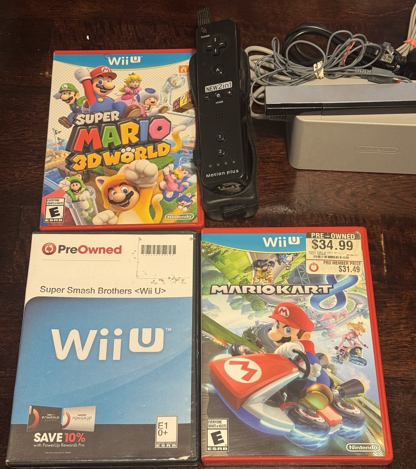 Nintendo Wii U 32GB Black Console Bundle TESTED with games NO gamepad Mario