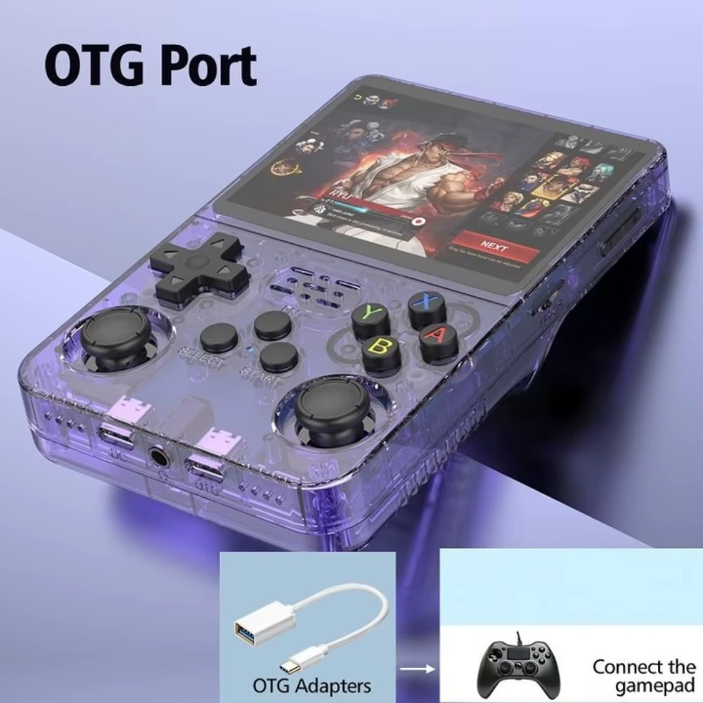 R36S 128gb Handheld Game Console – Black, Purple – Retro Emulator w/ 25k+ Games
