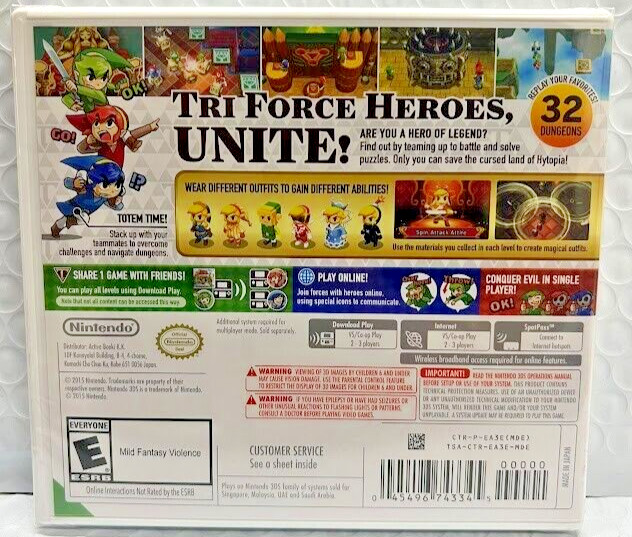 Legend of Zelda: Tri Force Heroes Nintendo 3DS (World Edition) Brand New