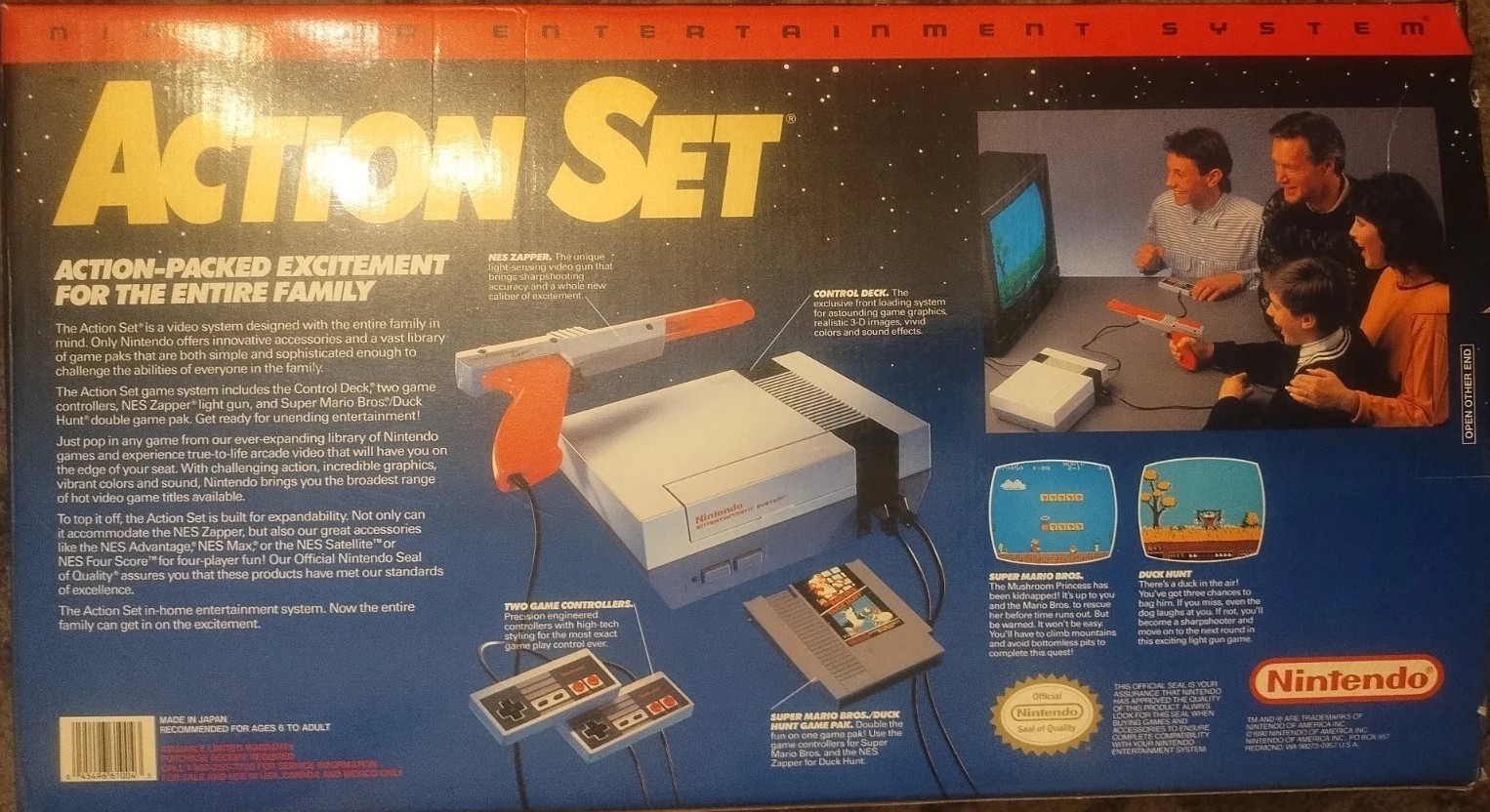 Nintendo Entertainment System NES Action Set *NO GAME* Clean Console, Accessorie