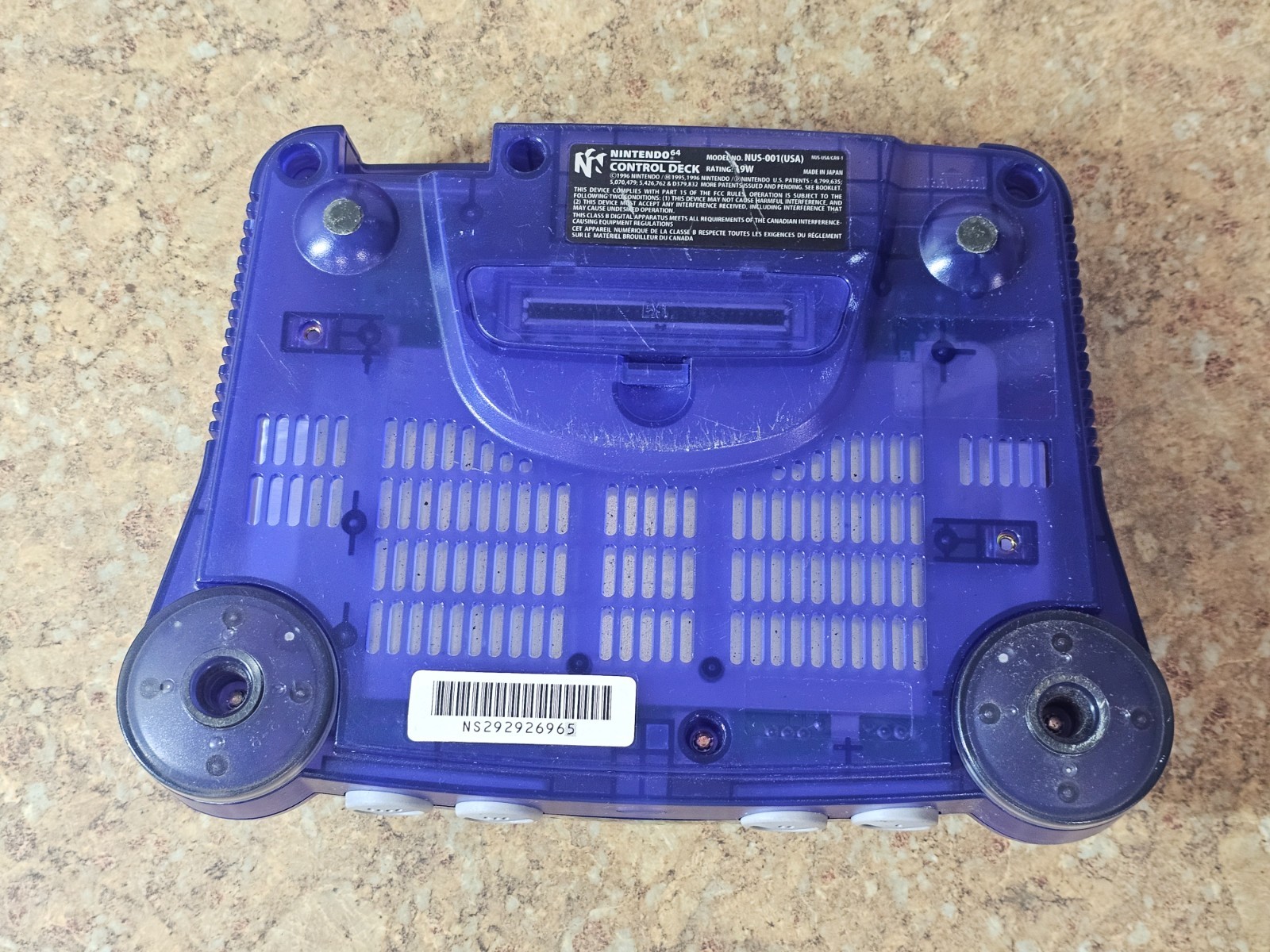 Nintendo 64 N64 NUS-001 USA Funtastic Grape Purple Console ONLY Tested + Working