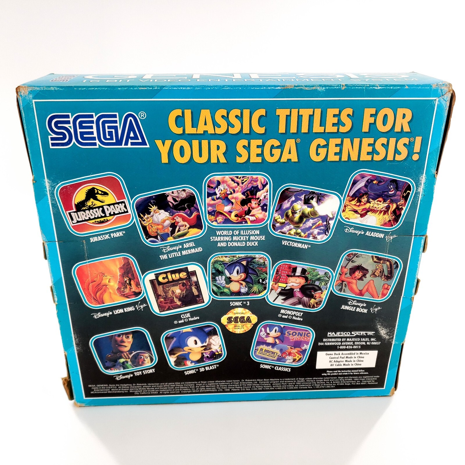 Sega Genesis 3 Core System Bundle Black w/ Box, 2 Games, Cables Tested & Works