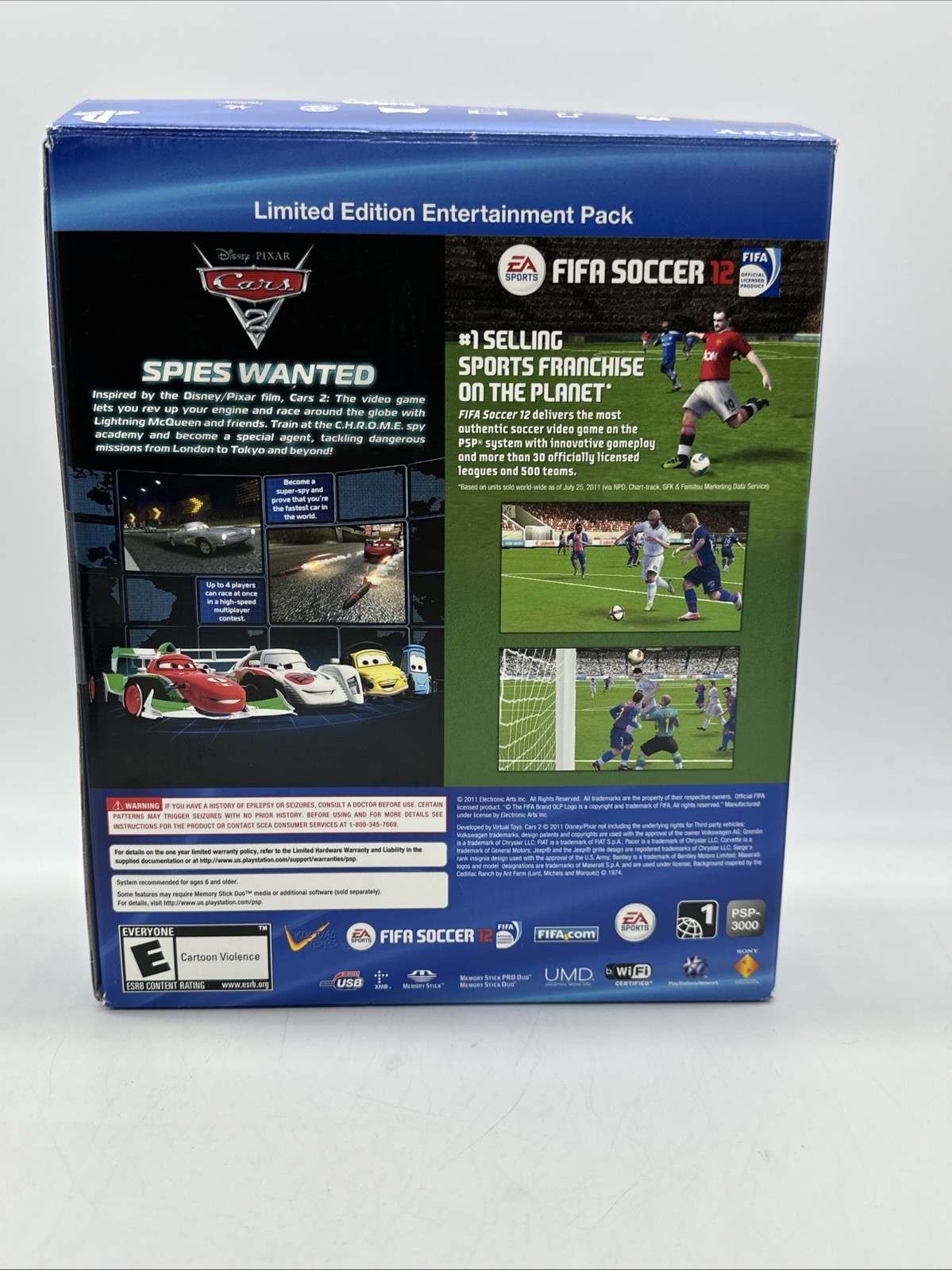 Sony PlayStation Portable PSP 3000 Handheld + Cars Fifa 12 Bundle In Box RARE