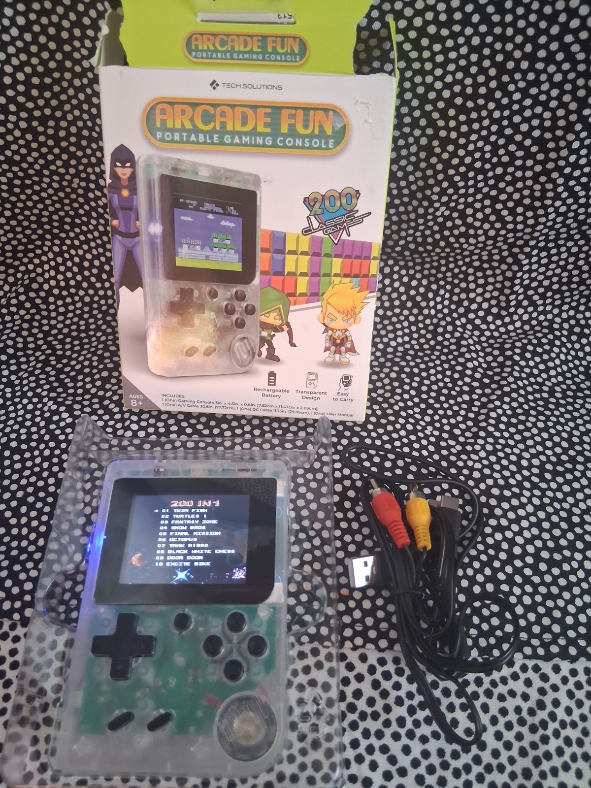 Gaming Console – Portable Transparent Retro Arcade Fun (200 Classic Games) USED