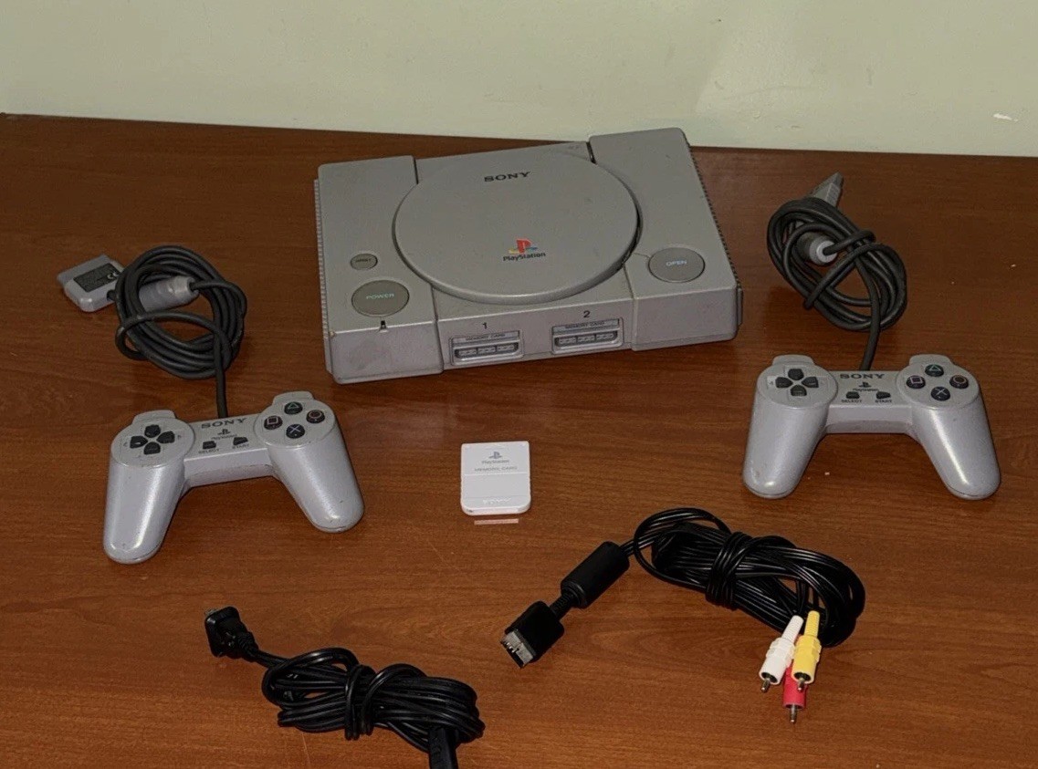 Sony PlayStation 1 PS1 Console Complete with Two Controllers Tested Working