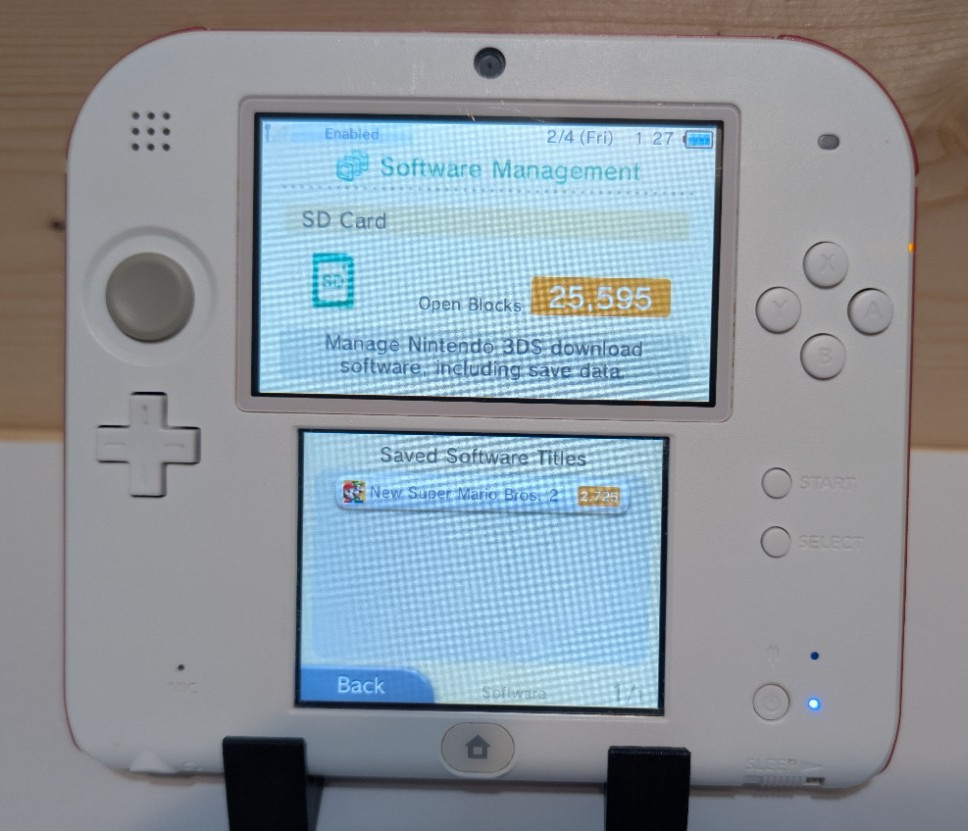 Nintendo 2DS White/Red US Version W/Cable & SD *Tested*