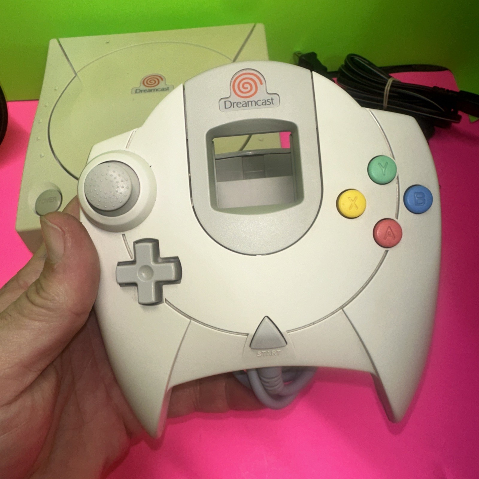 SEGA Dreamcast Console Bundle HKT-3020 VMU Cords OEM Controller Tested Working