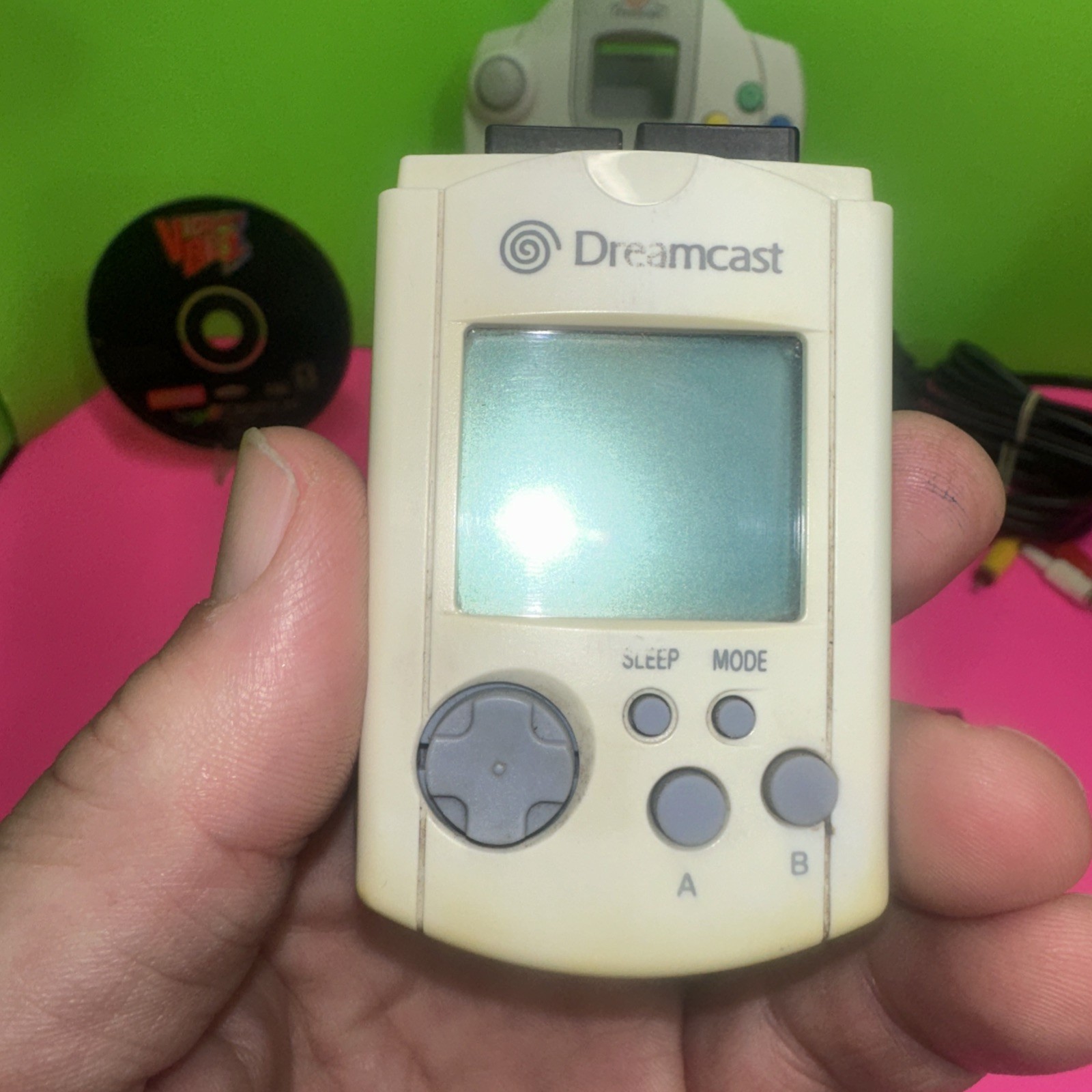 SEGA Dreamcast Console Bundle HKT-3020 VMU Cords OEM Controller Tested Working