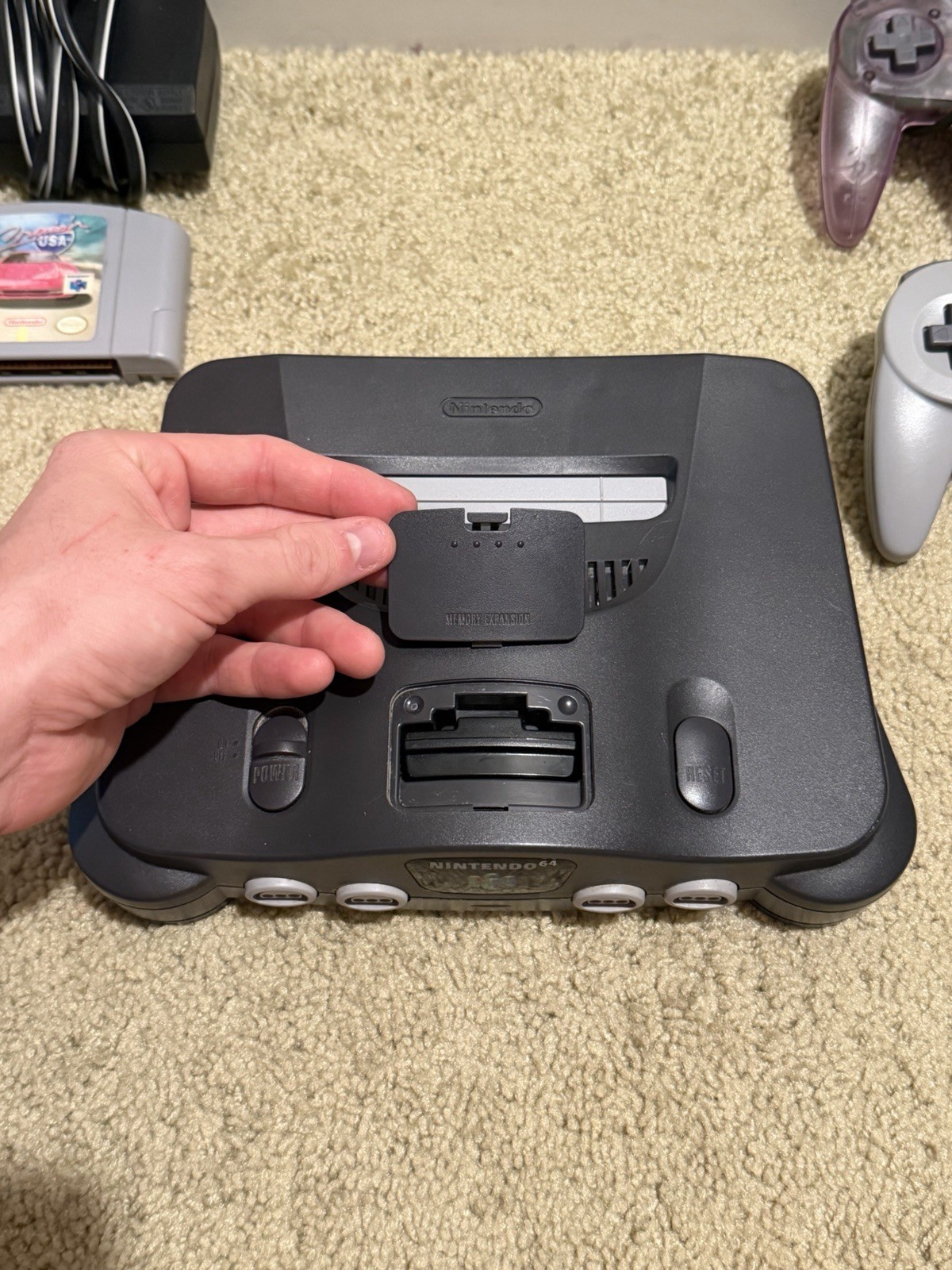 Nintendo 64 N64 Console Bundle 2 OEM Controllers Jumper Pak Cruis’n USA Tested