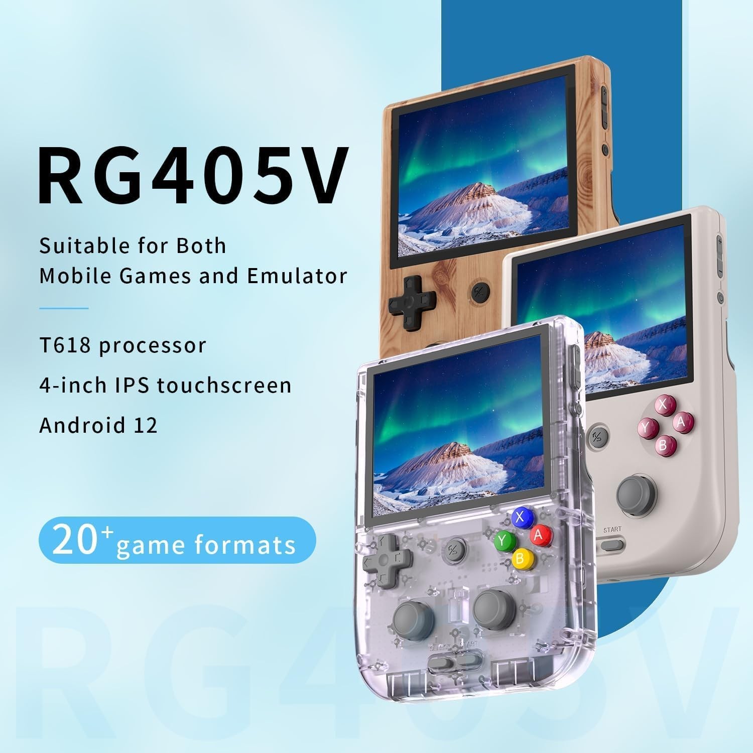 RG405V Retro Handheld Android 12 128GB Transparent Purple