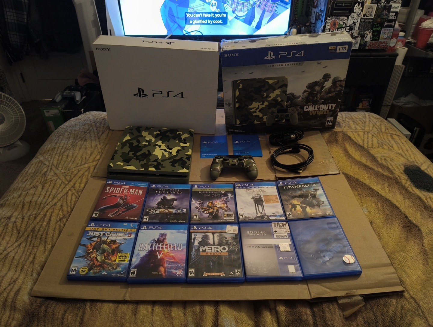 PS4 Slim Call Of Duty WW2 Camo Limited Edition In Box Lot Of 17 Games Read Des
