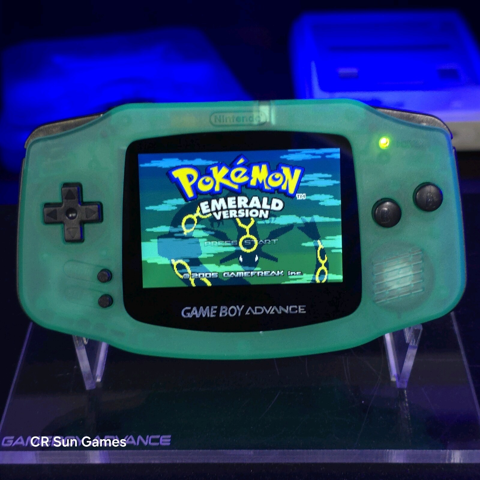 Clear Teal Glow In The Dark GameBoy Advance GBA Console with iPS Backlight LCD