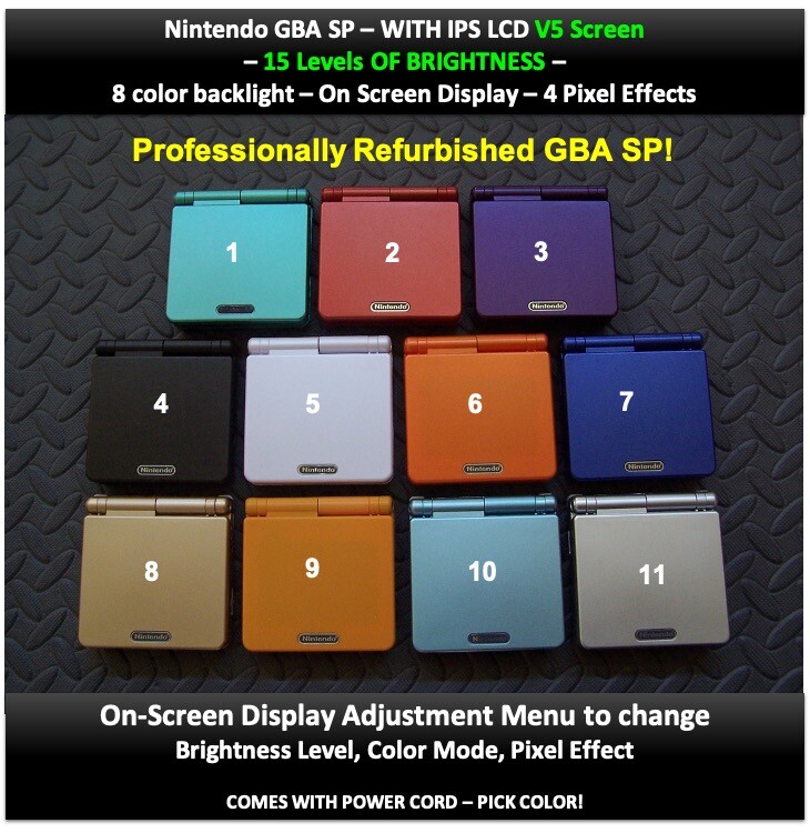 Game Boy Advance GBA SP IPS MOD V5 newest Version OSD 15 Levels of Brightness