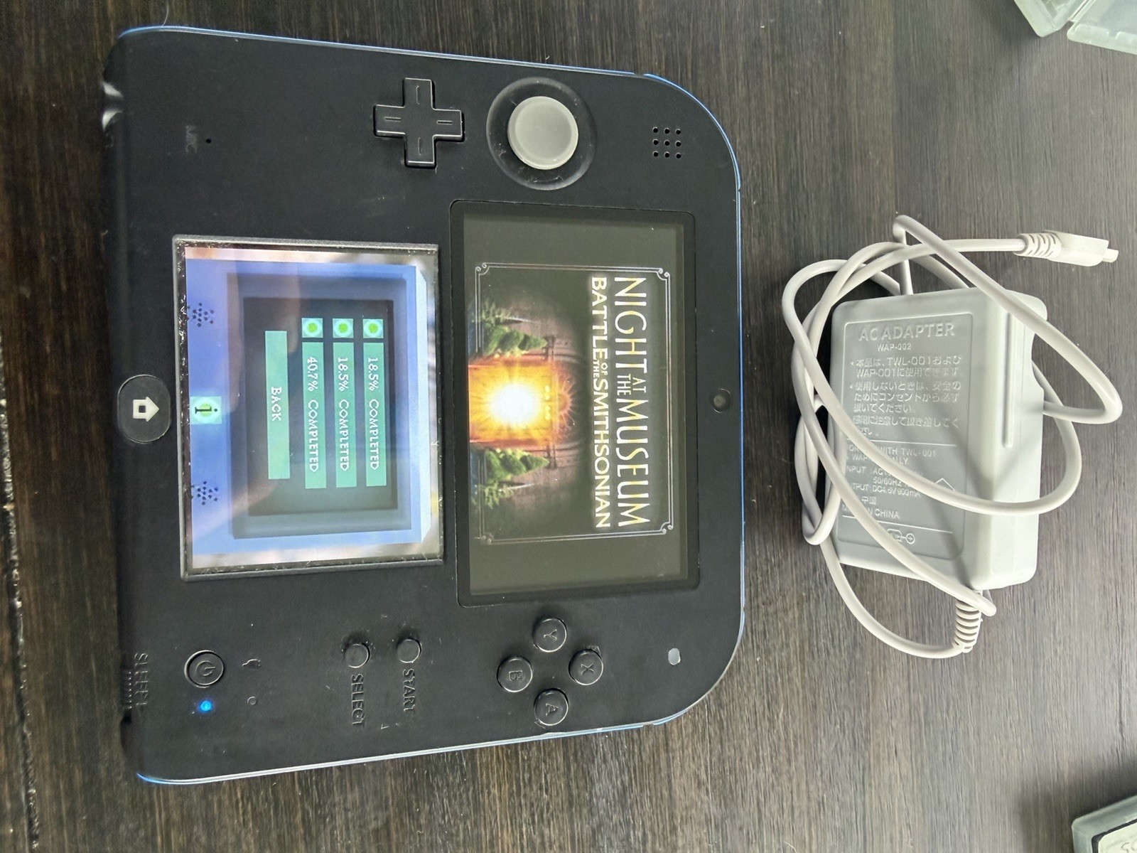 Nintendo 2DS Black/Blue Console w/ Charger & 4GB SD Card Tested READ