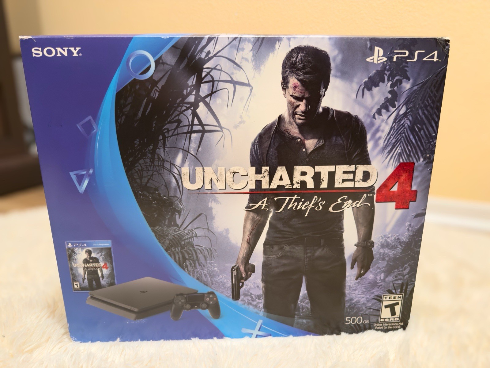 Sony PlayStation 4 Slim 500GB Jet Black Console Uncharted 4 Bundle Wi-Fi-FIFA 15
