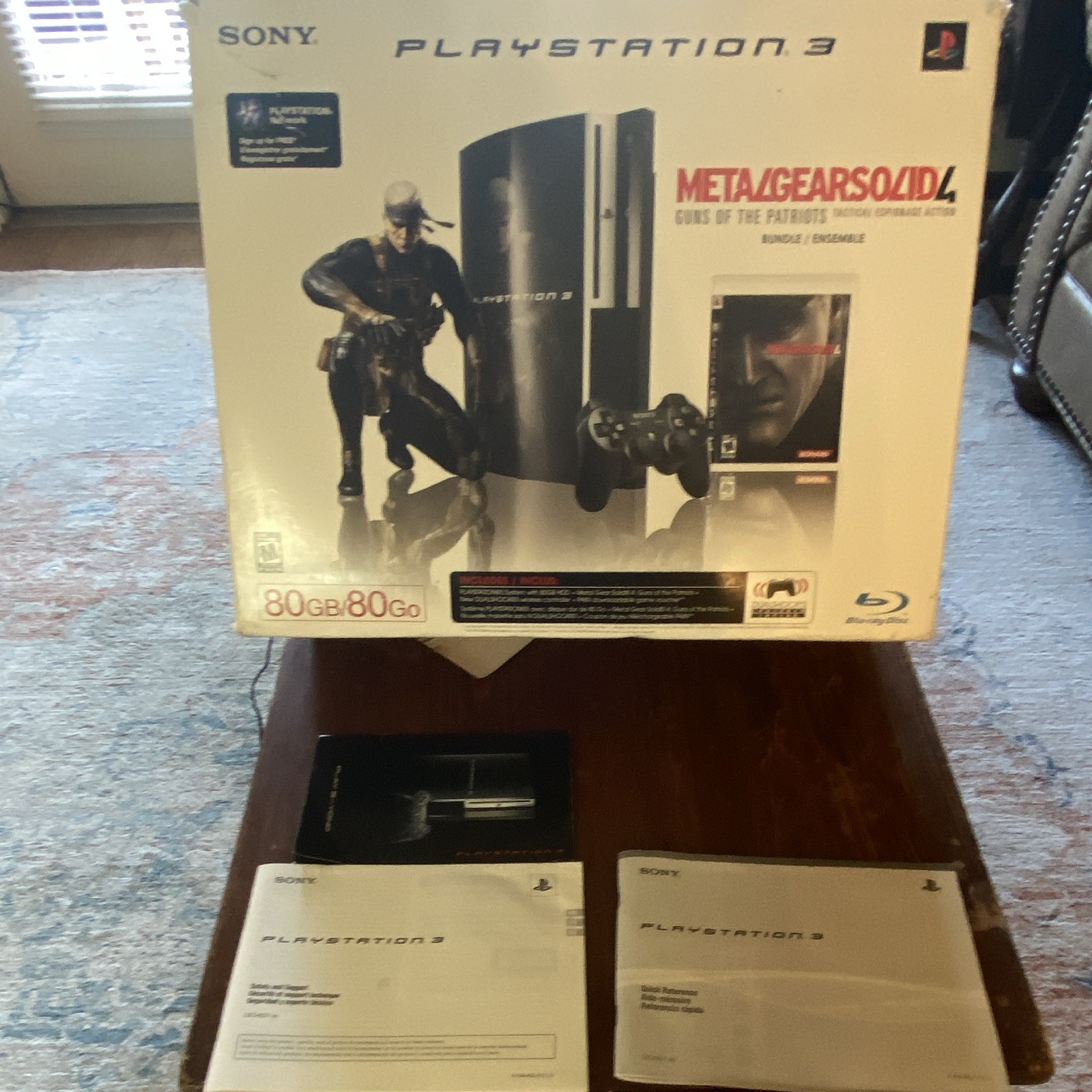 Sony PlayStation 3 PS3 80GB Black Metal Gear Solid 4 Box & manuals