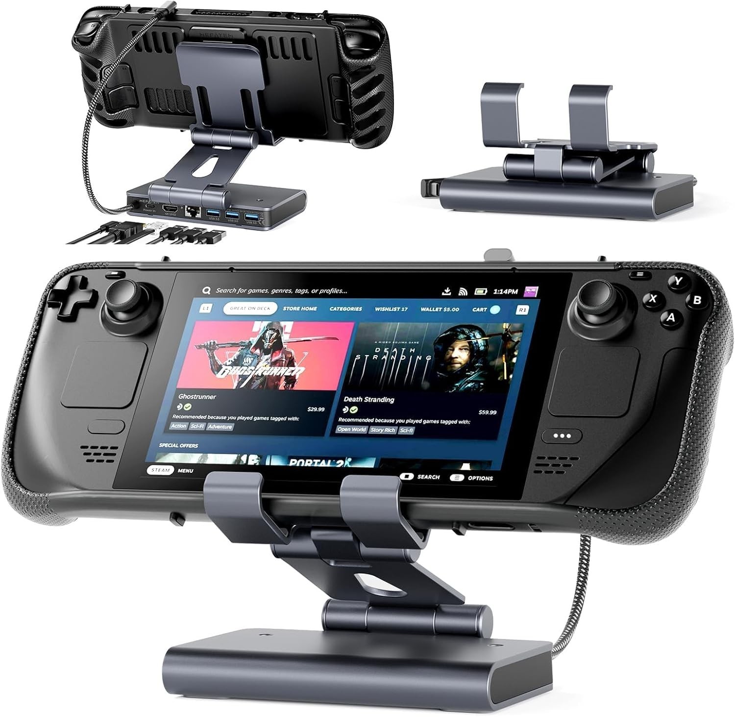 Compact 4K HDMI Dock for Steam Deck: 6-in-1 Hub with USB & Charging Ports