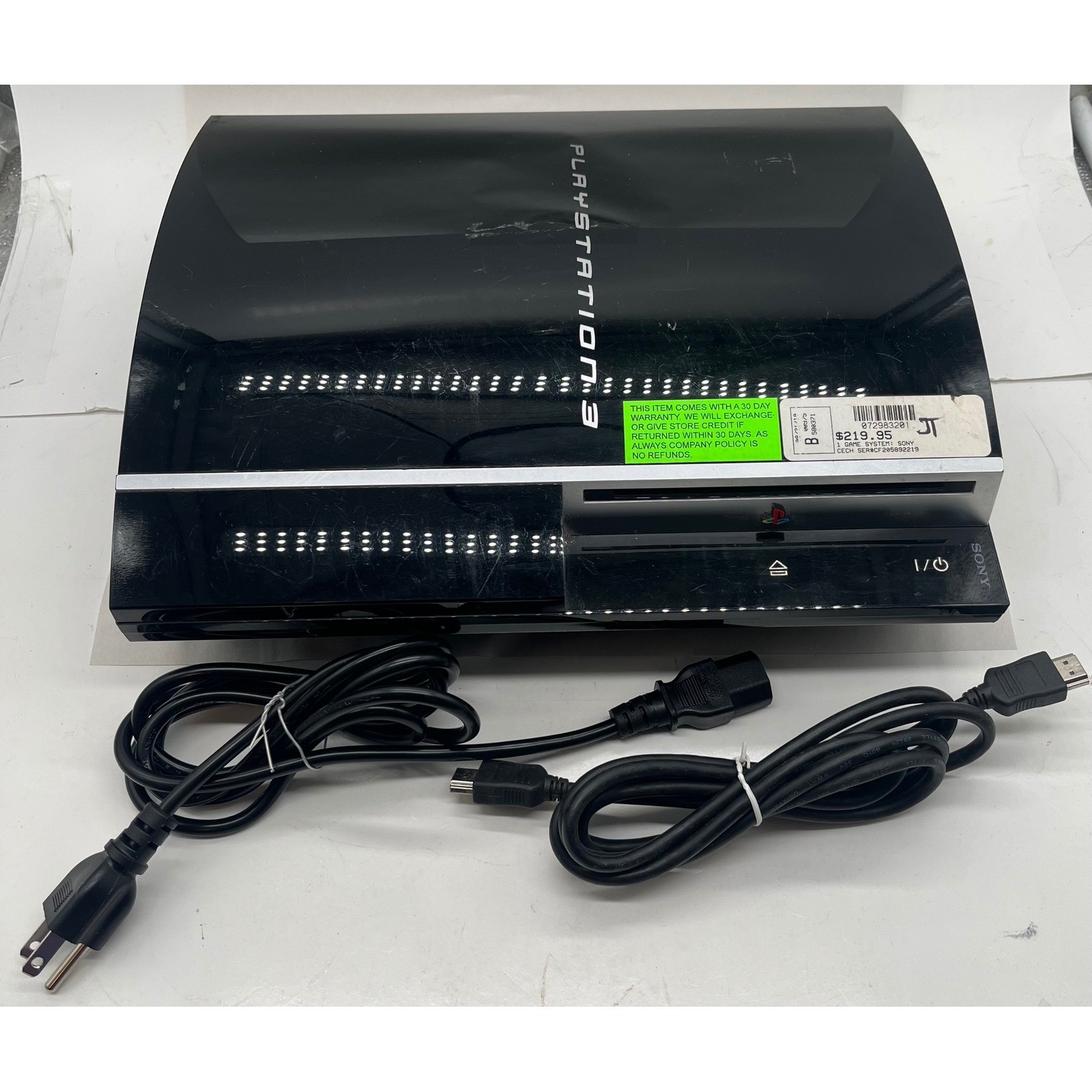 Sony PlayStation 3 Fat Console 40GB Piano Black CECHG01 Bundle Cables For Parts