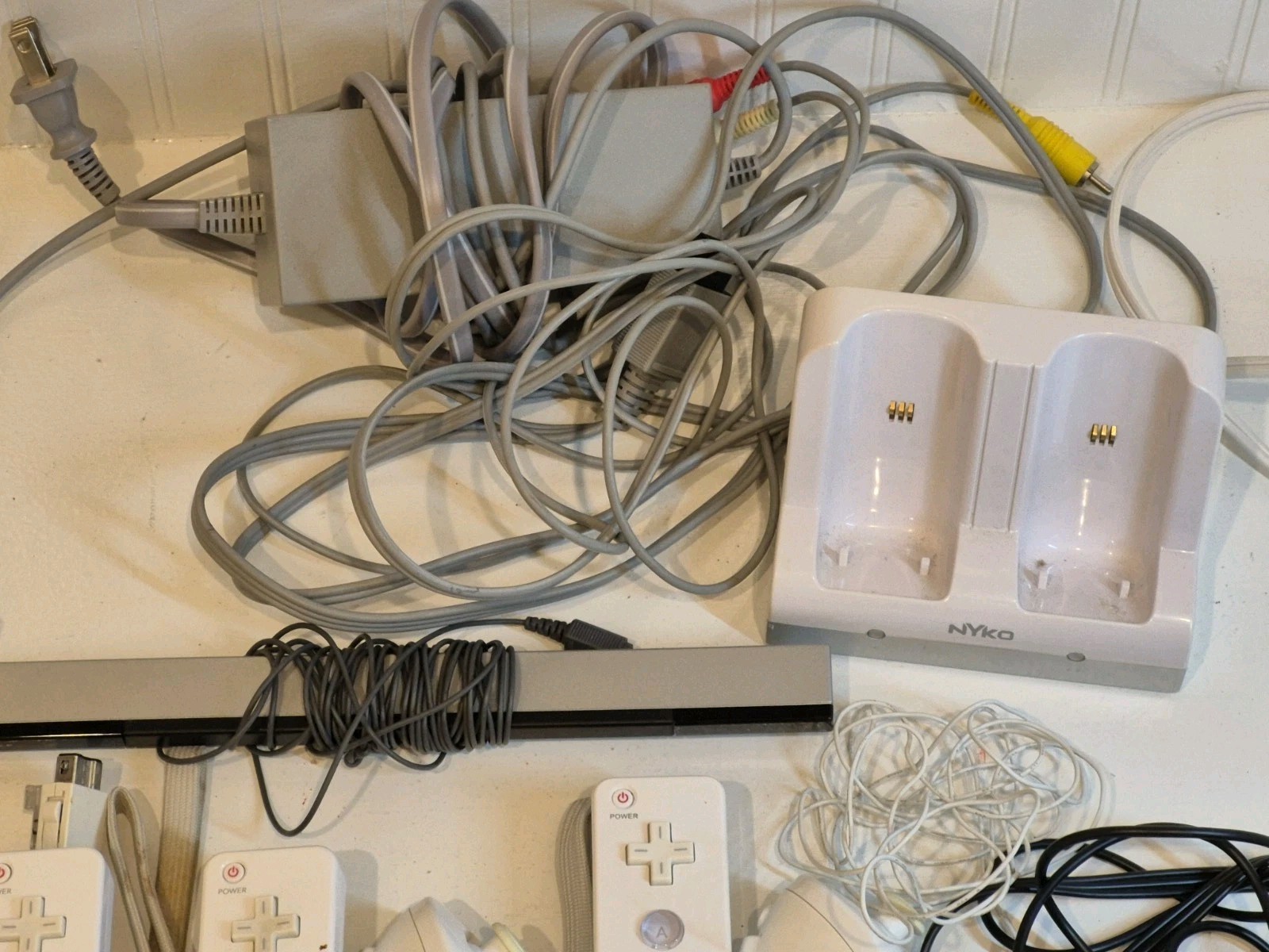 Wii RVL-001 Bundle w/3 Remotes, 3 Nunchucks, Charger, Sensor, Cables Ready 2 Go