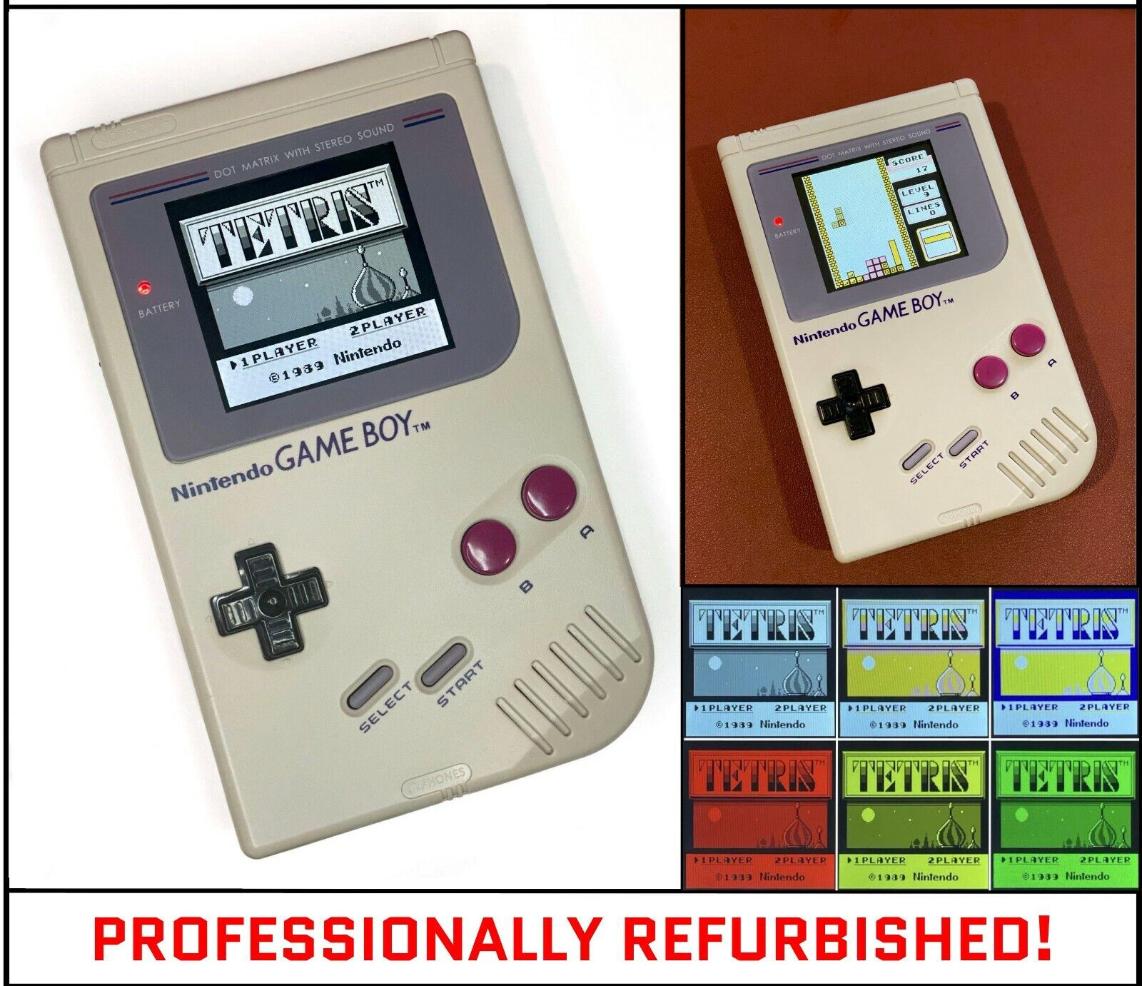 **Nintendo Game Boy Original DMG IPS Brighter Backlit Backlight Original Gray *