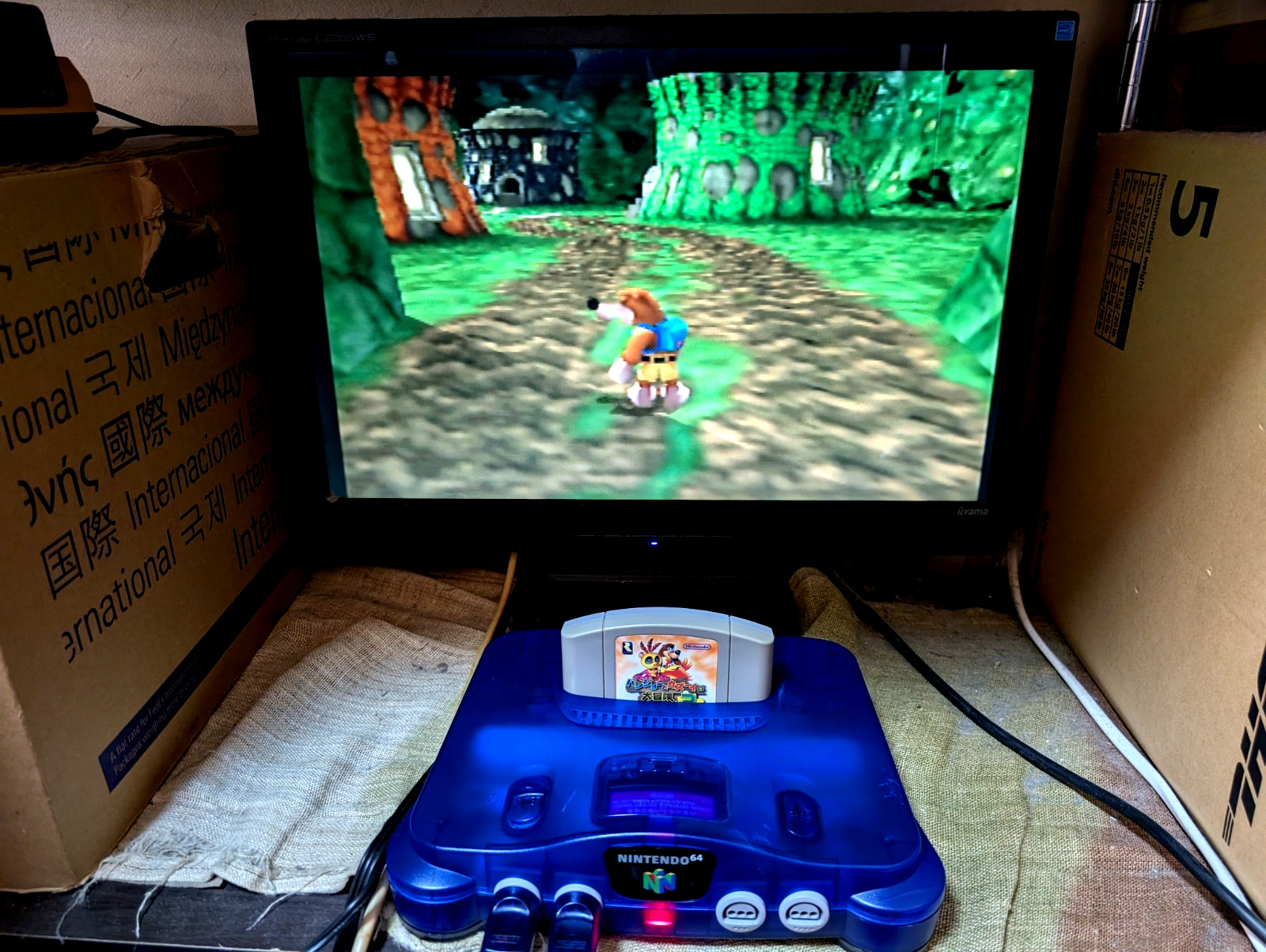Nintendo 64 Region Free Console Midnight Blue 2controllers Mario Party japan
