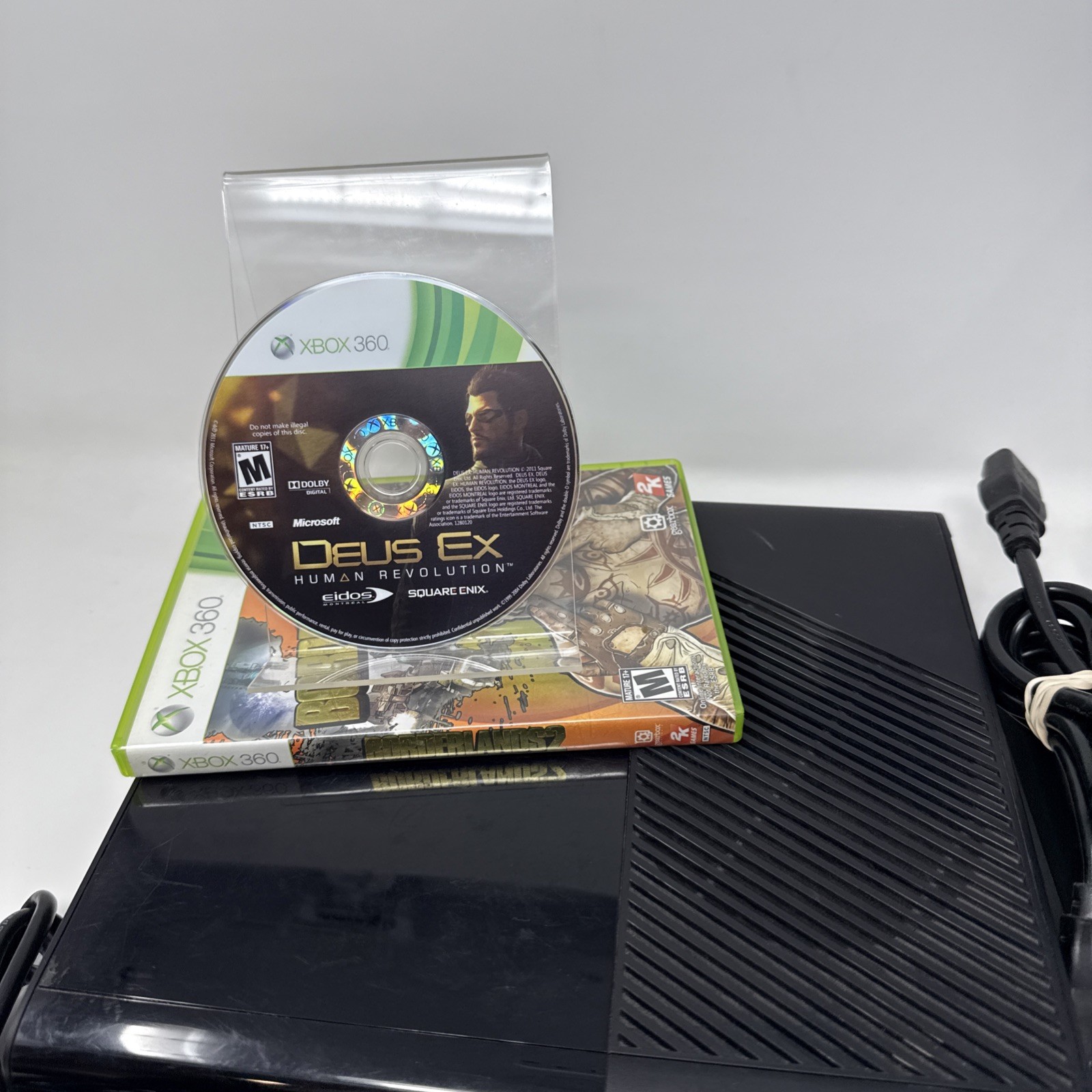 Microsoft XBox 360 E System BLACK Video Game Console 4GB Bundle 2 Games