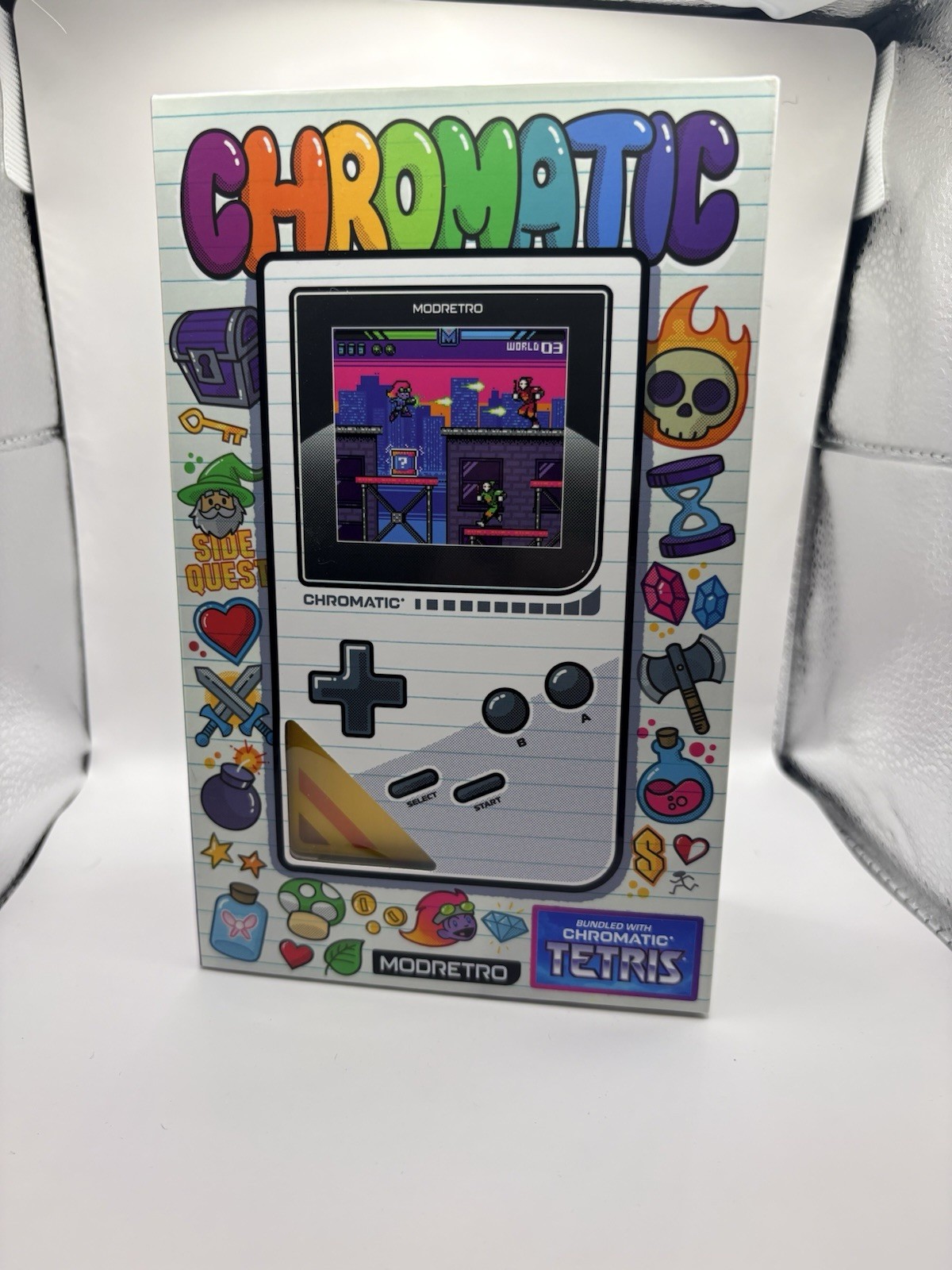 ModRetro Chromatic Yellow Console Bundle Tetris Game + Koss Porta Pro