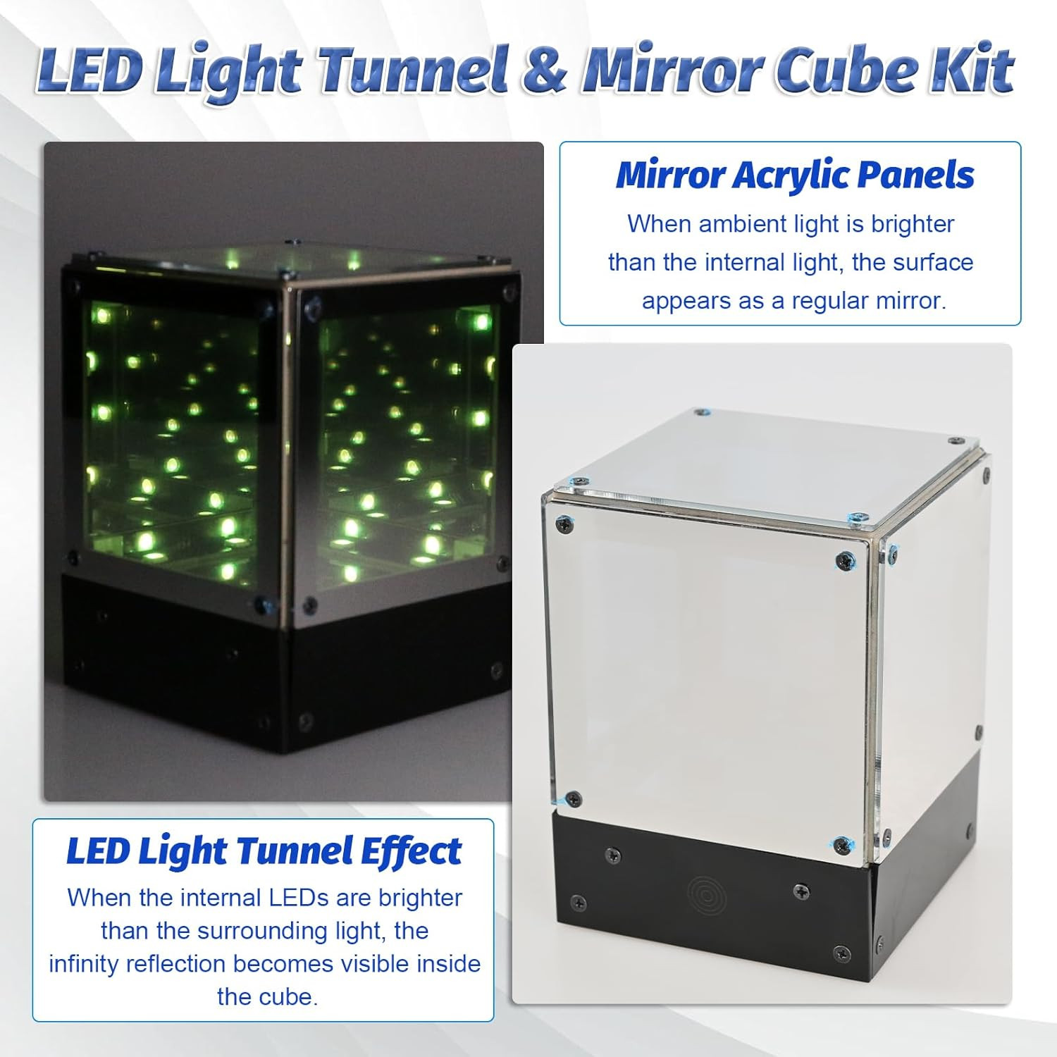 LED Light Soldering Kit with Acrylic Case, Touch Control Multi-Color Light Tunne