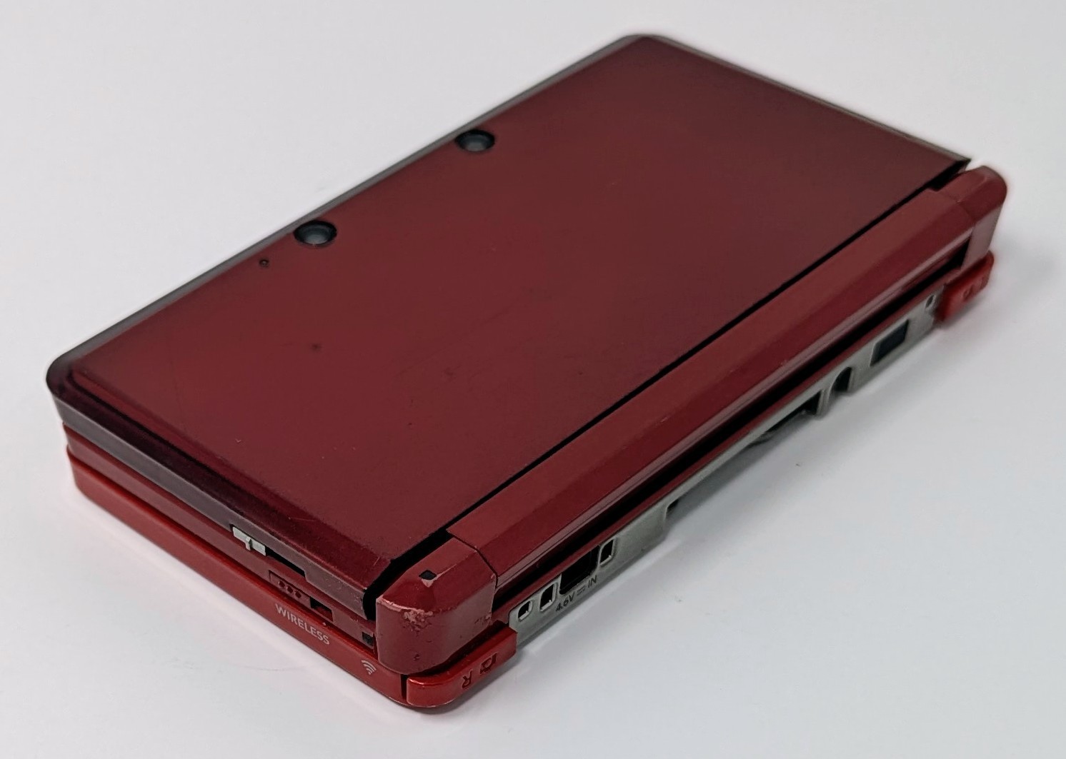 Nintendo 3DS Flame Red Handheld System Bundle w/ Charger – Screen Dent – Tested!