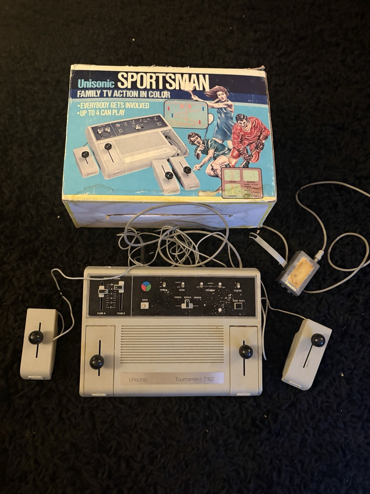 Vintage Unisonic Sportsman Family TV Action Video Game Console IN BOX 4 Players
