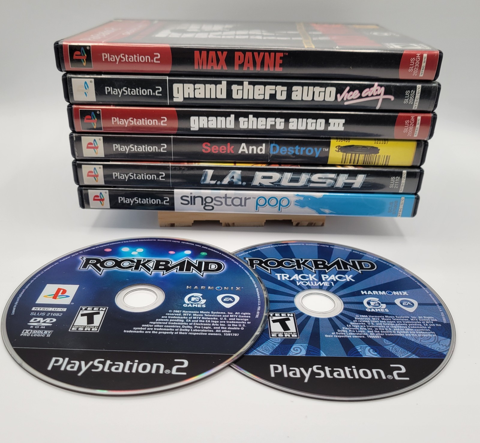 Sony PS2 Slim Silver SCPH-77001 Console Bundle with Games & Cables GTA