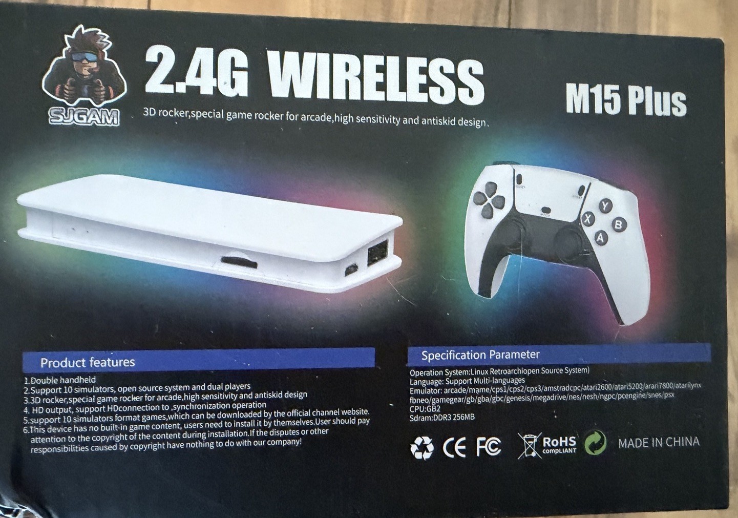 SJGAM M15 Plus Retro Video Game Console White 4K HDMI 2.4G Wireless Controllers
