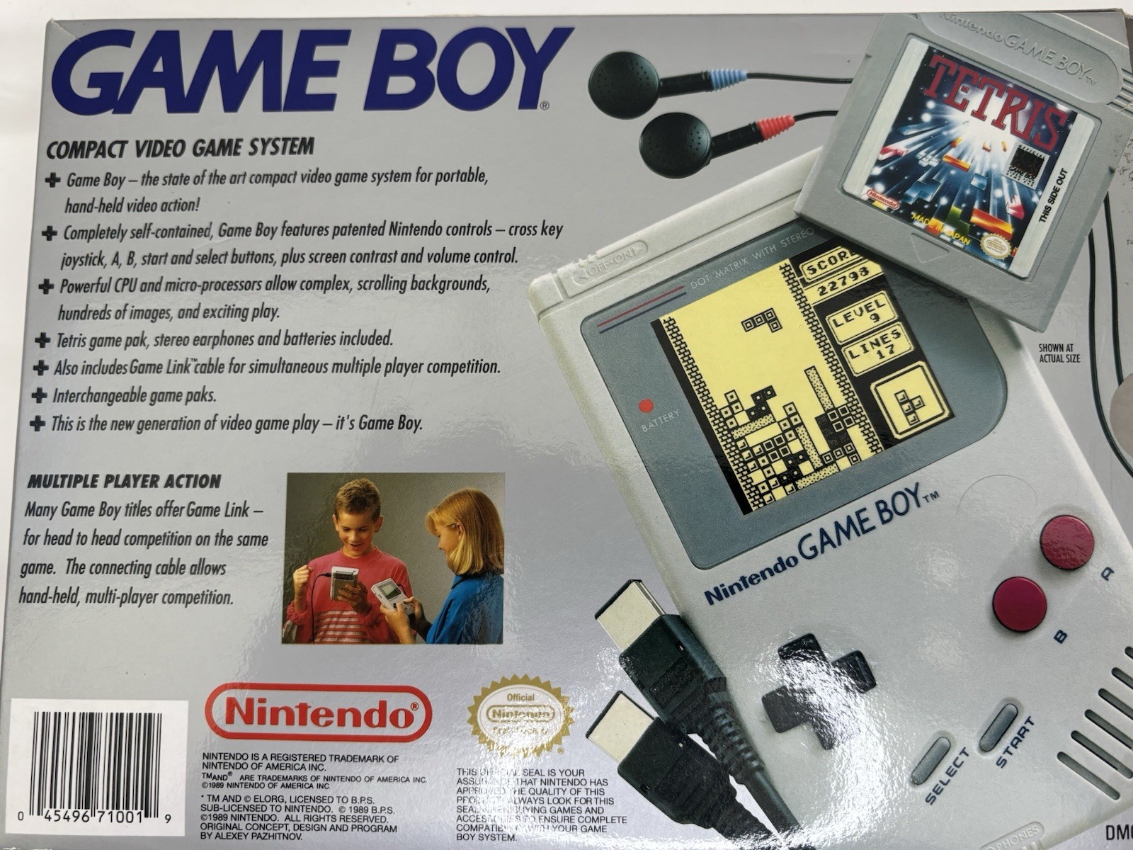 Nintendo Game Boy DMG-01 Console CIB 1989 Tetris Edition GAMEBOY -SEE DESC