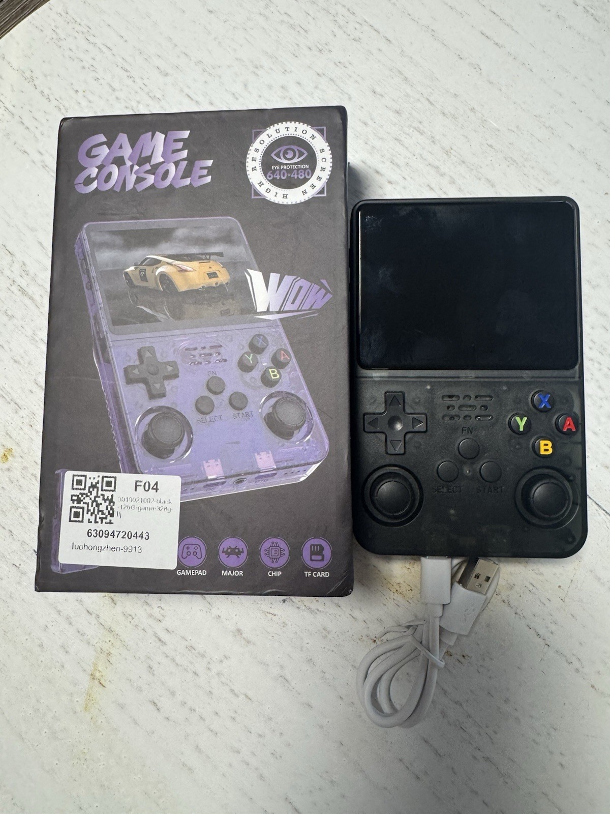 R36S Black Handheld Game Console, 128GB, 640×480, USB, TF Card Support