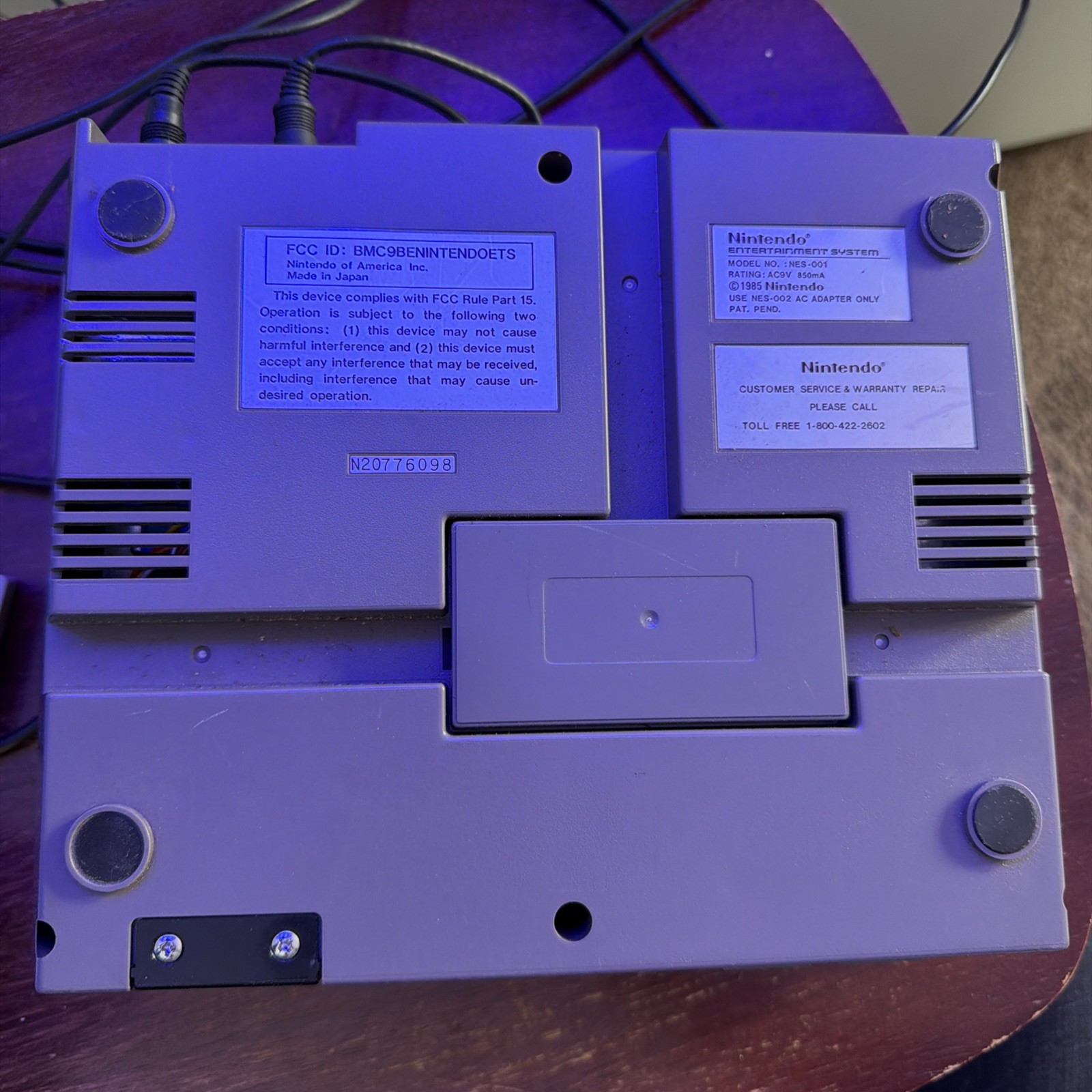 Vintage 1985 Nintendo Entertainment System Model NES-001 with two controllers