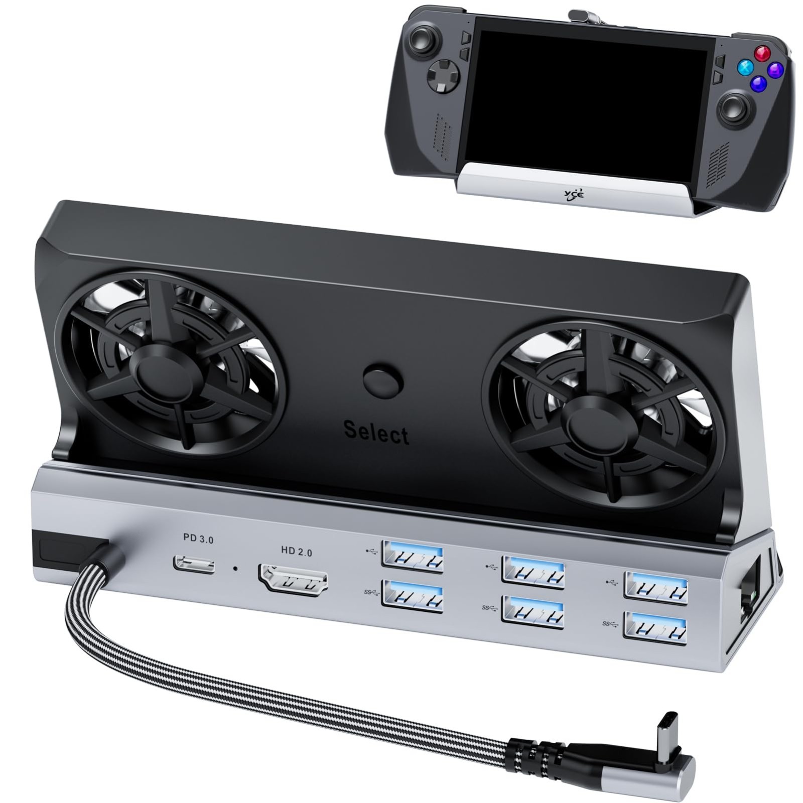 12-in-1 Steam Deck Dock with Dual Cooling Fans, 4K@60Hz, 6 USB Ports, 100W PD