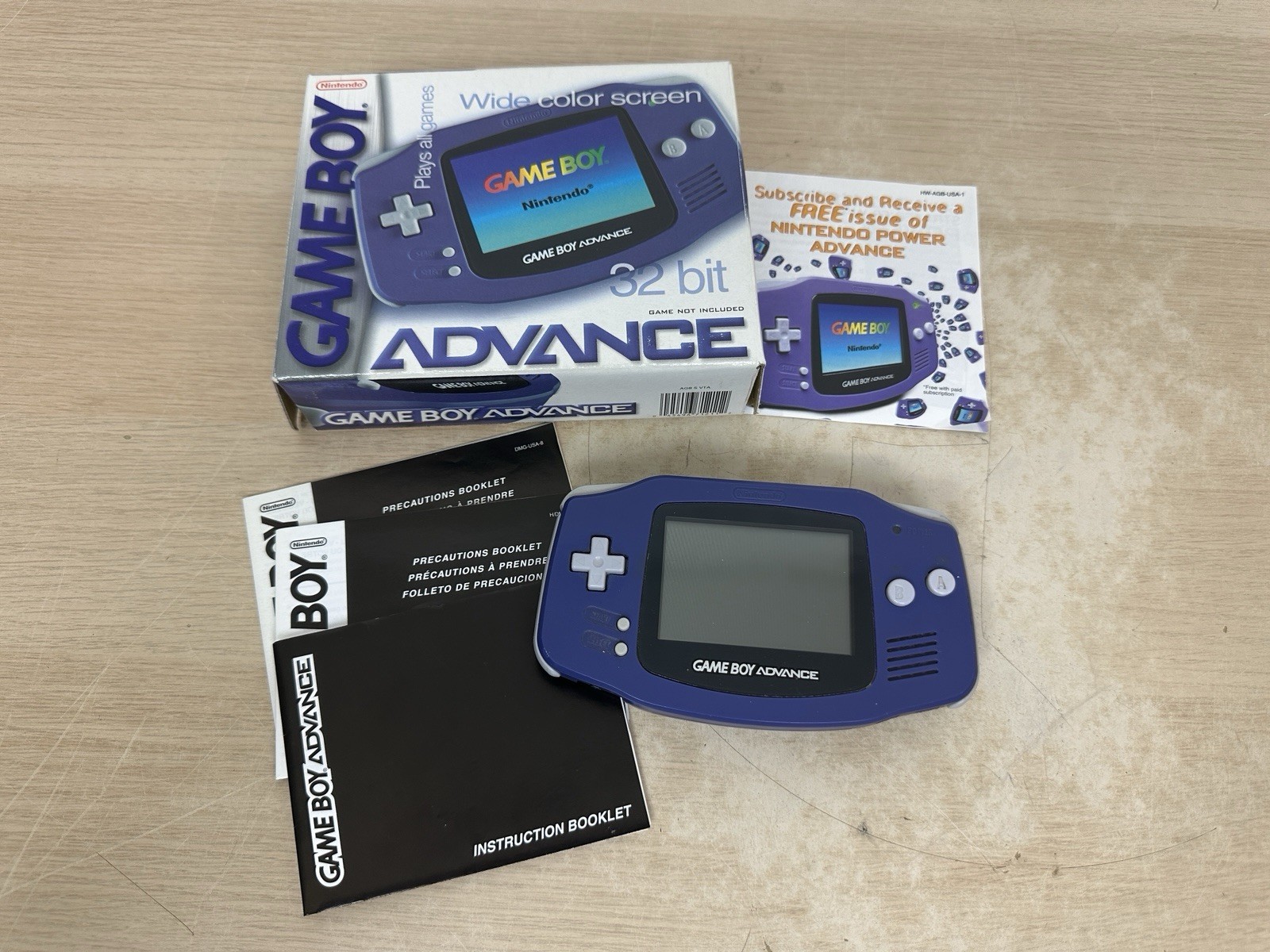 Nintendo Game Boy Advance AGB-001 Indigo Purple GBA Complete in Box CIB – WORKS!