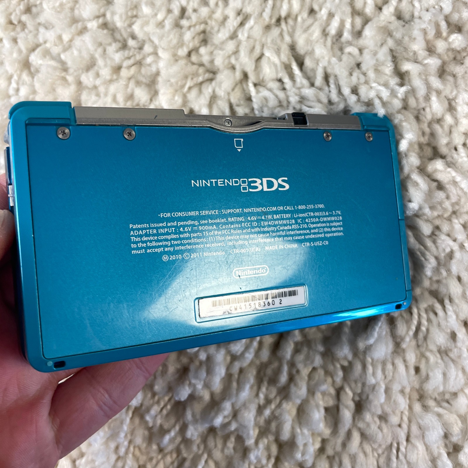 Nintendo 3DS Aqua Blue Handheld Handheld Console System CTR-001 Tested