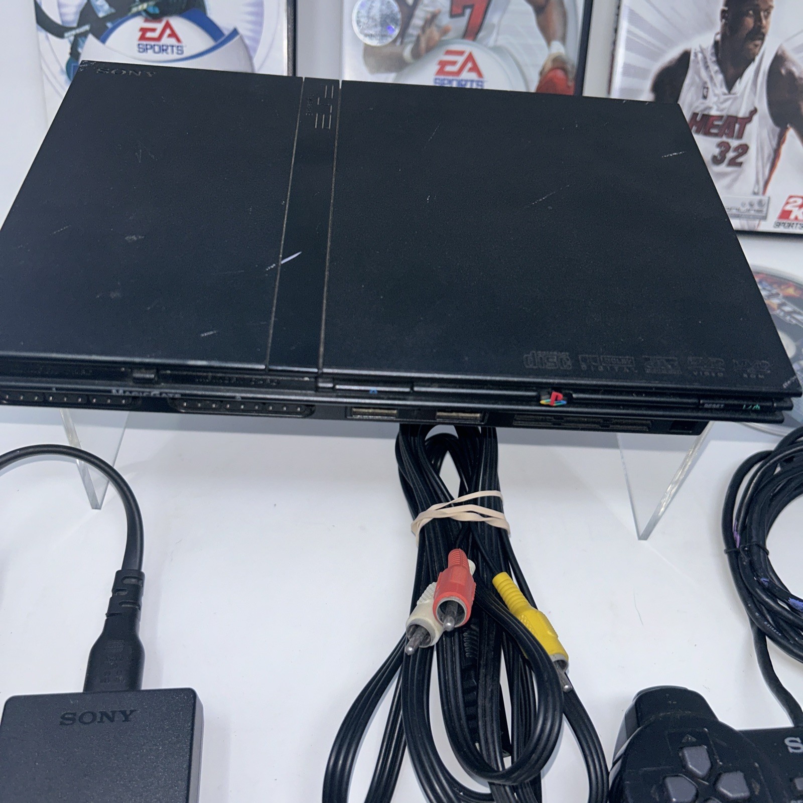 Sony PlayStation 2 Slim (SCPH 77001) PS2 Console w/ Memory Card Controller Games