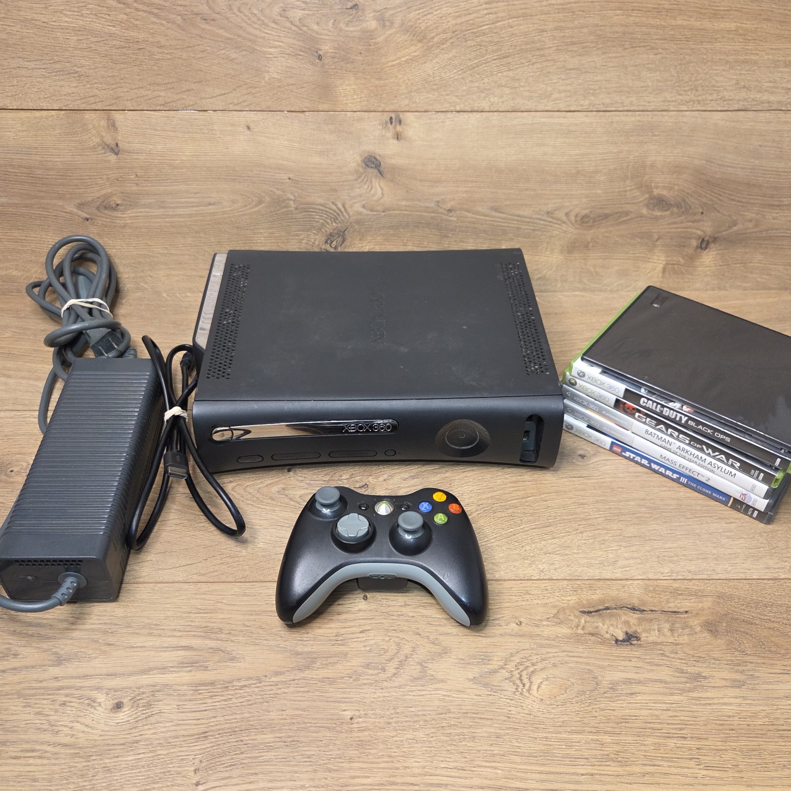 Xbox 360 Black Fat Console 120GB Bundle w/ Controller and Games Tested