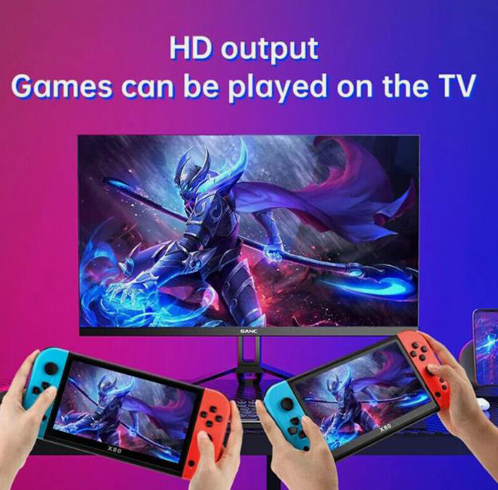Portable X80 Game Console 7.0″ Screen Home Handheld Built-In 20000 Games HD TV
