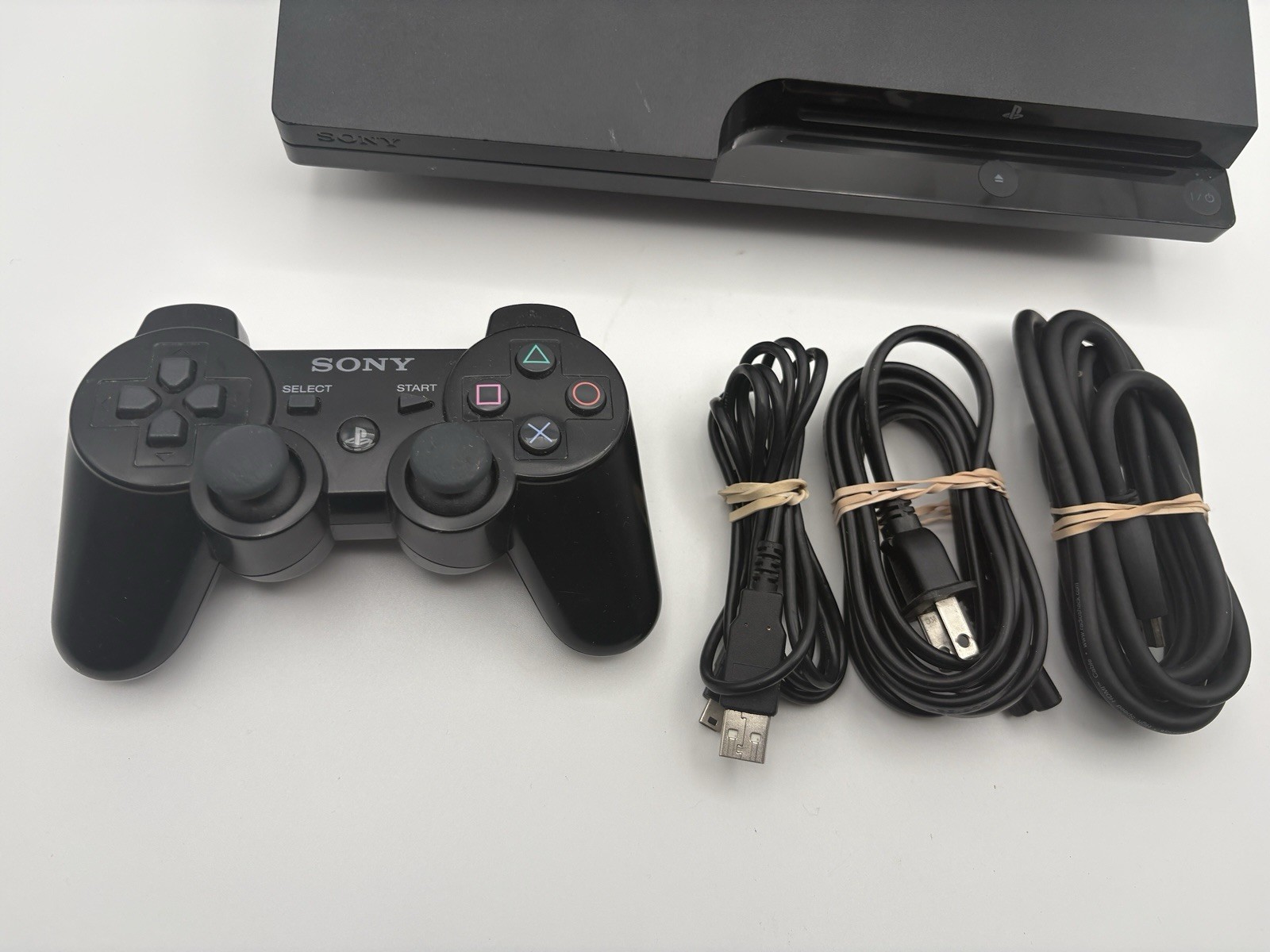 Sony Playstation 3 Slim Console W/ Oem Cables & Controller – Tested Works! 160GB