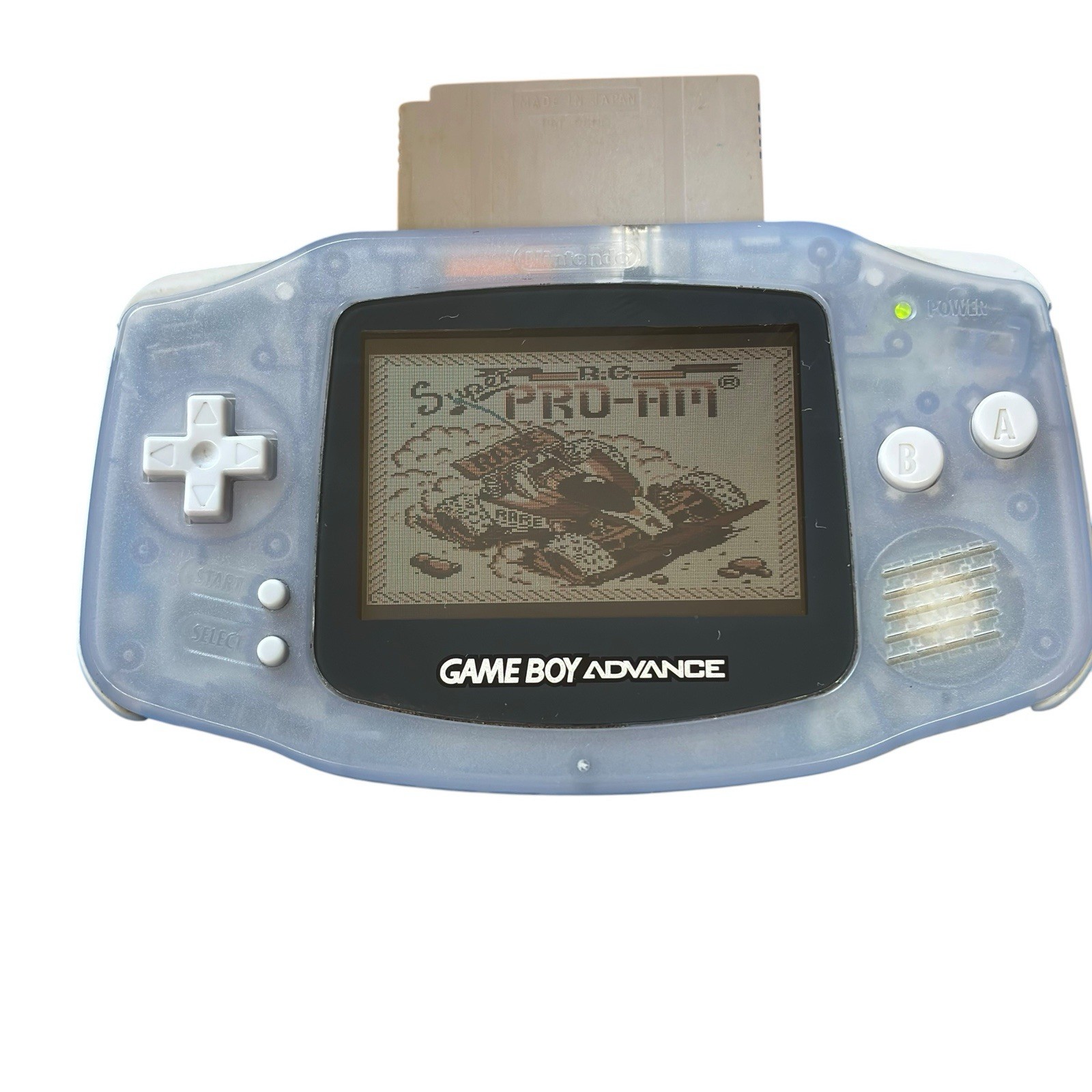 Nintendo Game Boy Advance Glacier Console Bundle AGB-001 W/ Super RC Pro-Am