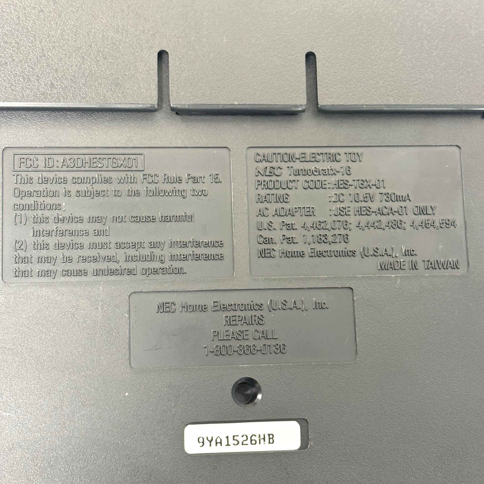 NEC TurboGrafx-16 Console HES-TGX-01 + 2 TurboPads OEM AC RF