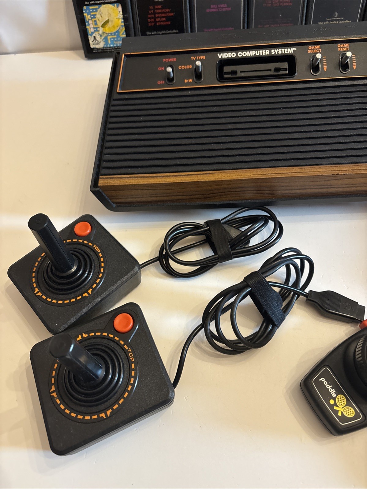 VTG Atari CX-2600 Video Game Console Bundle Tested/Works 7 games 1 Manual 4 Cont